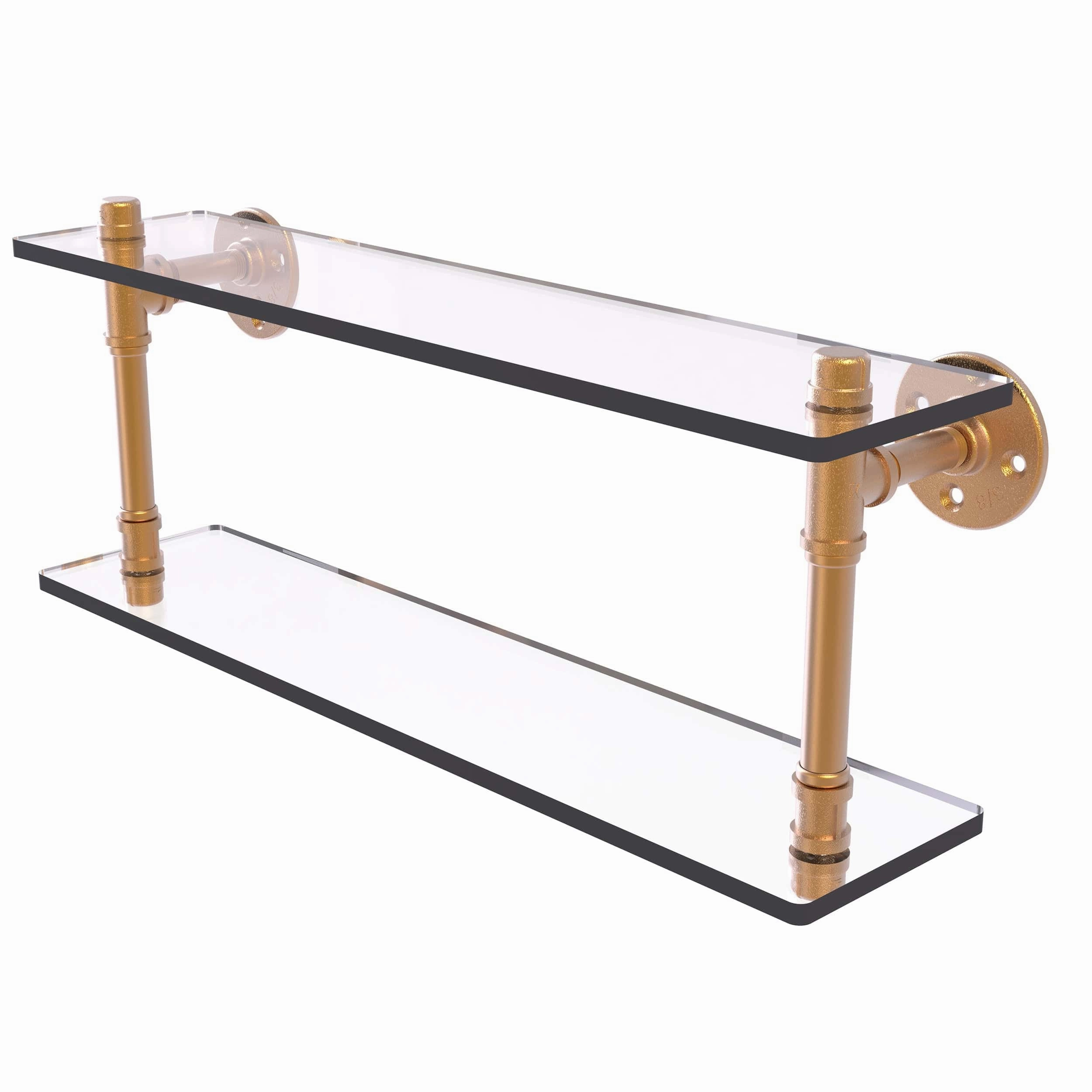 22" Double Glass Shelf, Brushed Bronze Finish