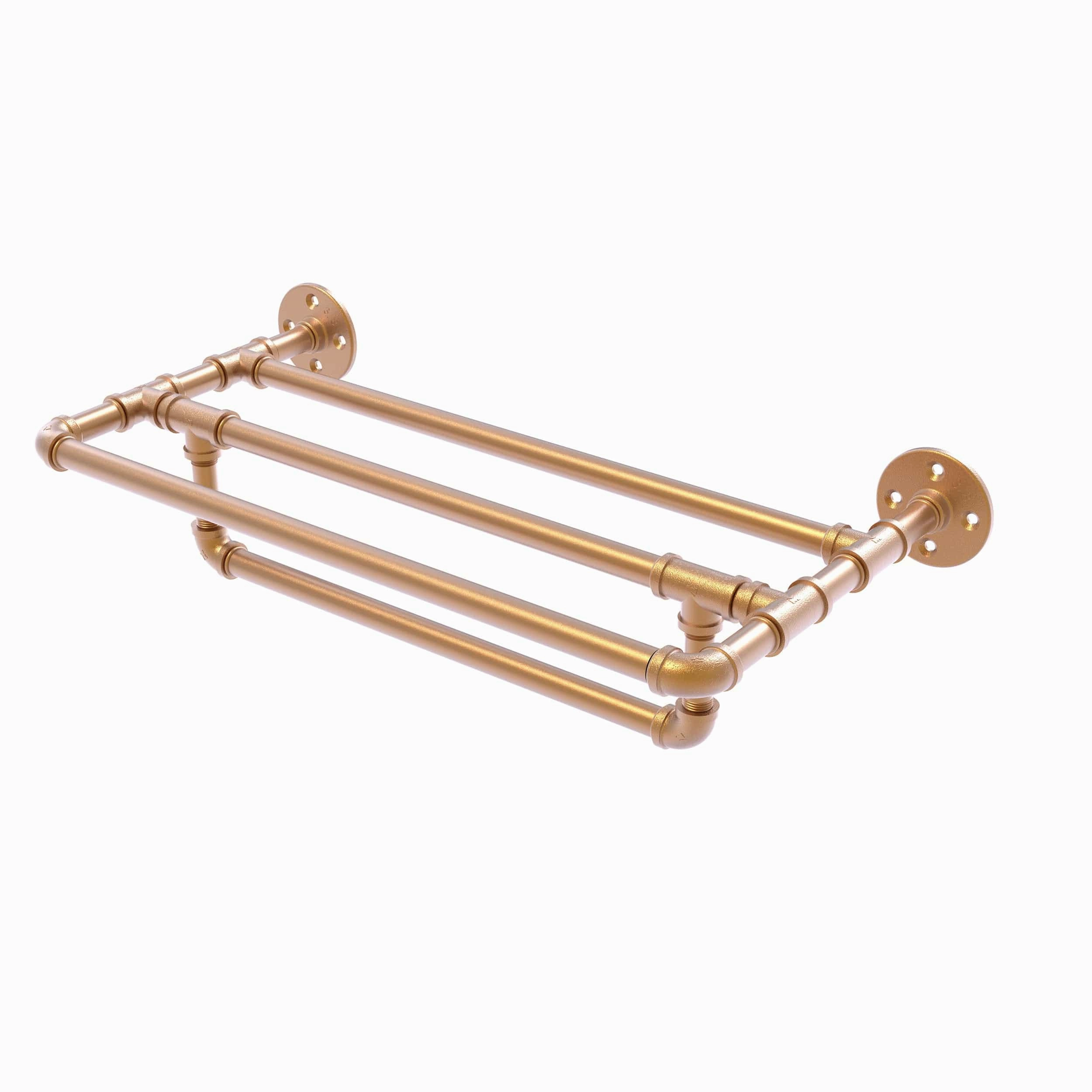24" Wall Mounted Towel Shelf with Towel Bar, Brushed Bronze Finish