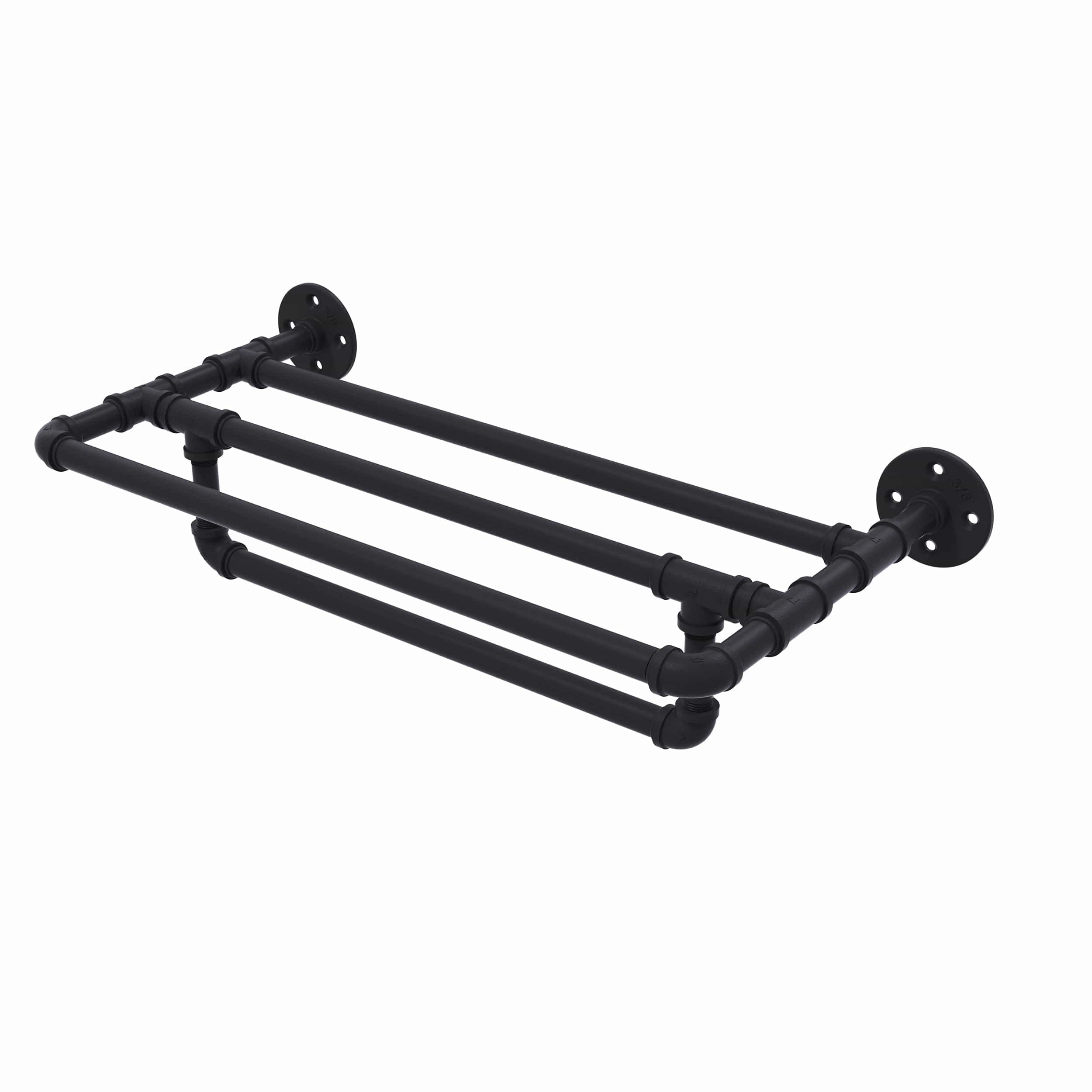 36" Wall Mounted Towel Shelf with Towel Bar, Matt Black Finish