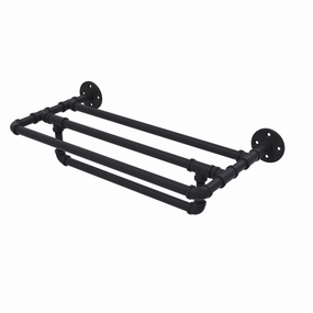 36" Wall Mounted Towel Shelf with Towel Bar, Matt Black Finish