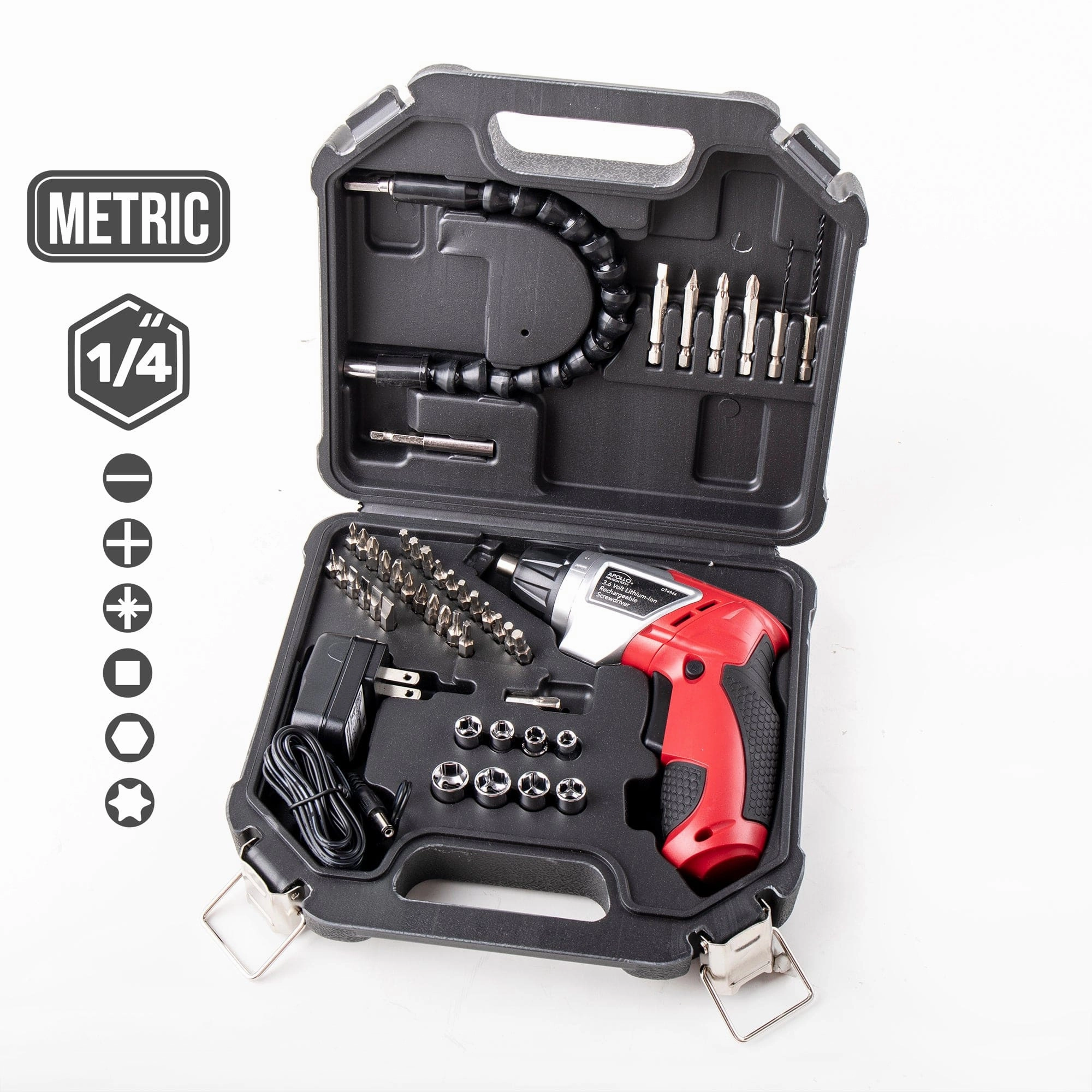 3.6V Lithium-Ion Rechargeable Screwdriver with 45 Piece Acce