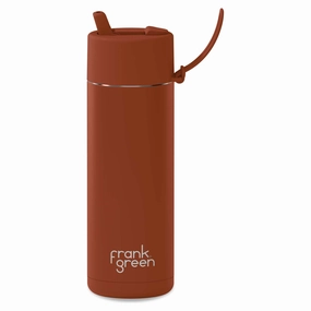 595ml 'Toffee' Stainless Steel Ceramic Reusable Flip Straw Lid Water Bottle