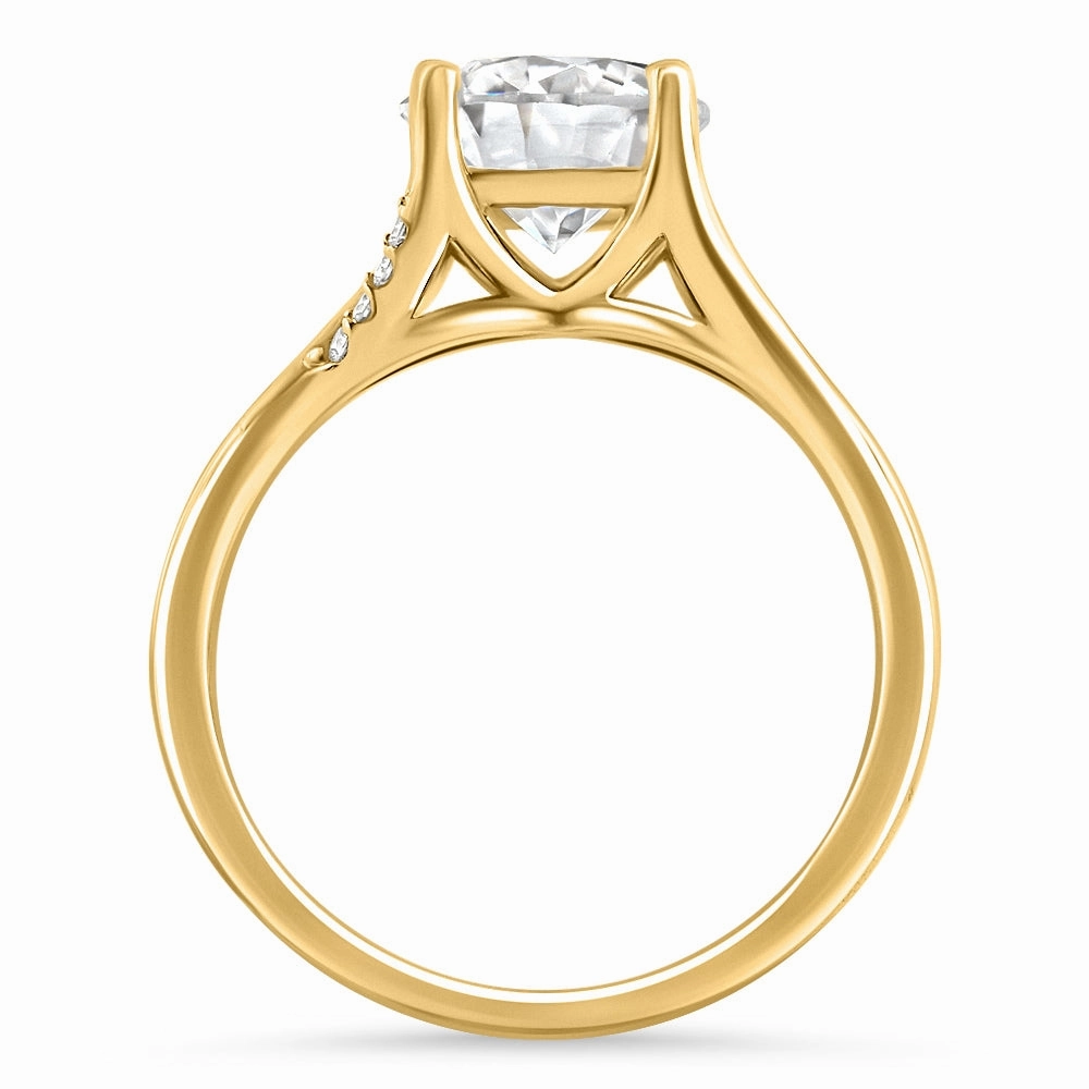 8mm Moissanite & Diamond Ring 14k Gold Lab Grown