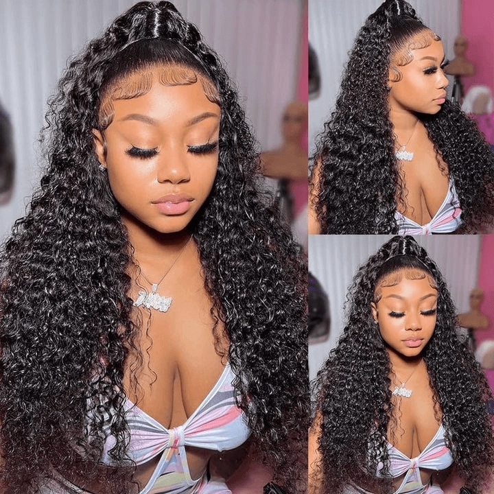 [2Wigs 13x6] Blonde Straight & Natural Black Jerry Curly 24 Inches Lace Frontal Wigs
