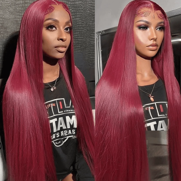 [2Wigs 13x6] Jerry Curly 1B Color & 99J Colored 24 Inches Lace Frontal Wigs