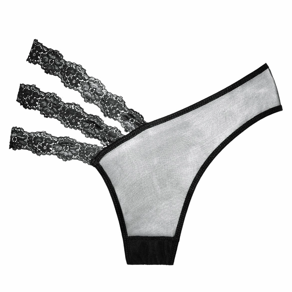 Allure Adore Wild Orchid Asymmetrical Mesh & Triple Lace Strap Panties