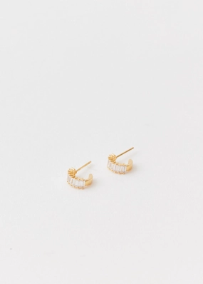 Baguette Pave Mini Hoops