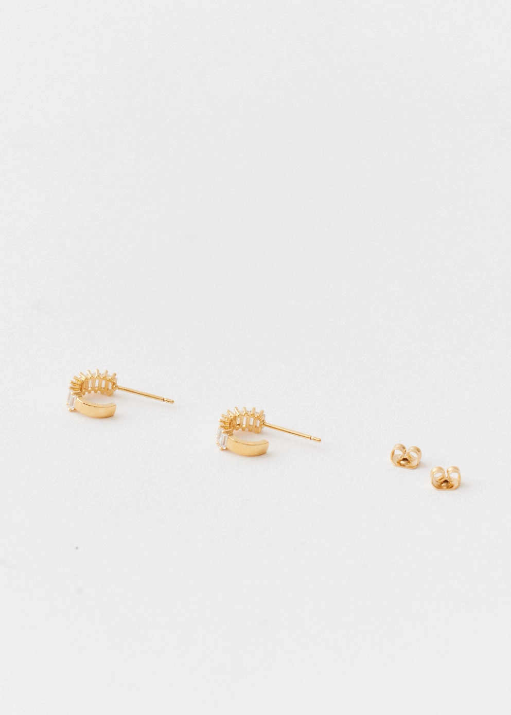 Baguette Pave Mini Hoops