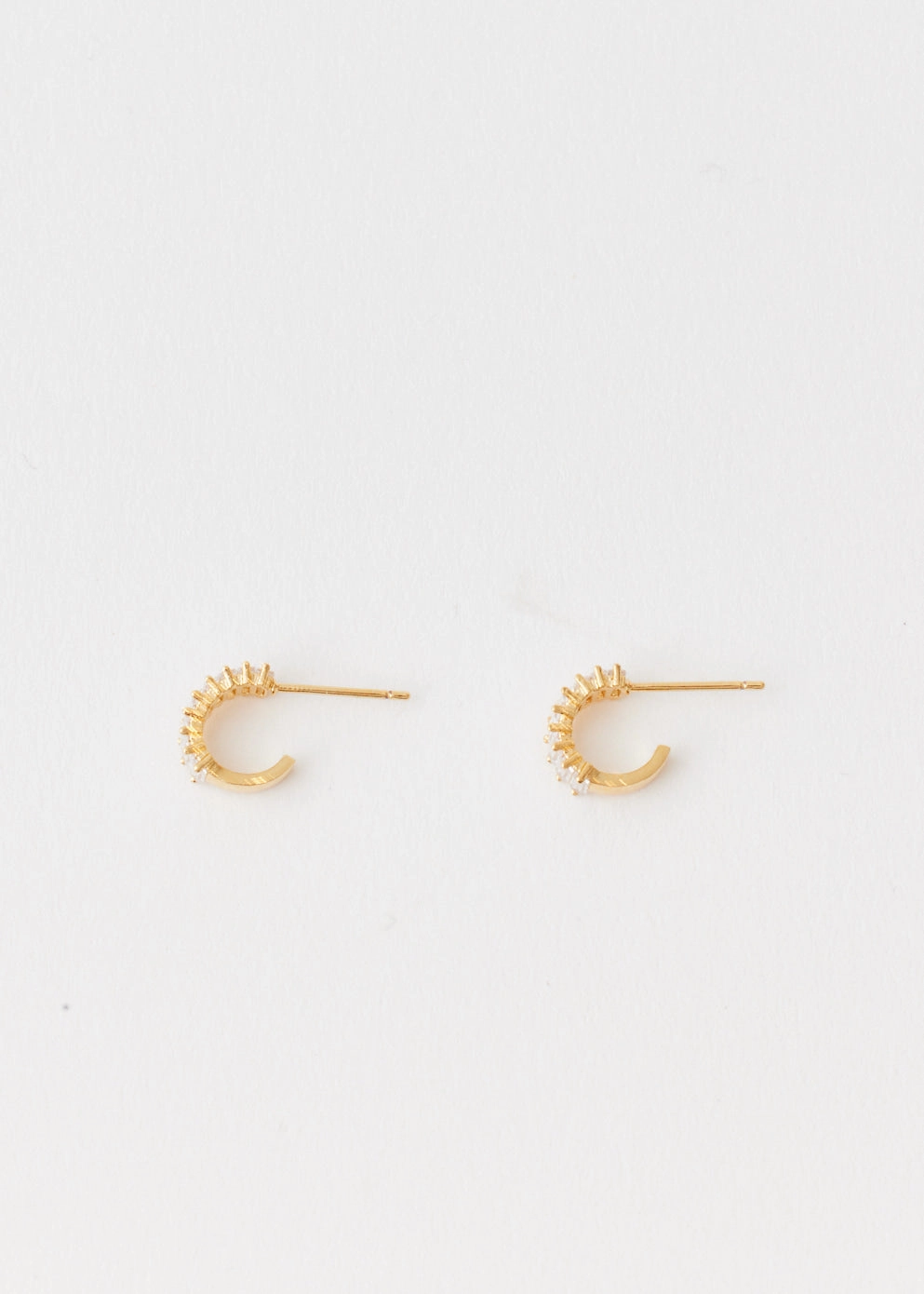 Baguette Pave Mini Hoops