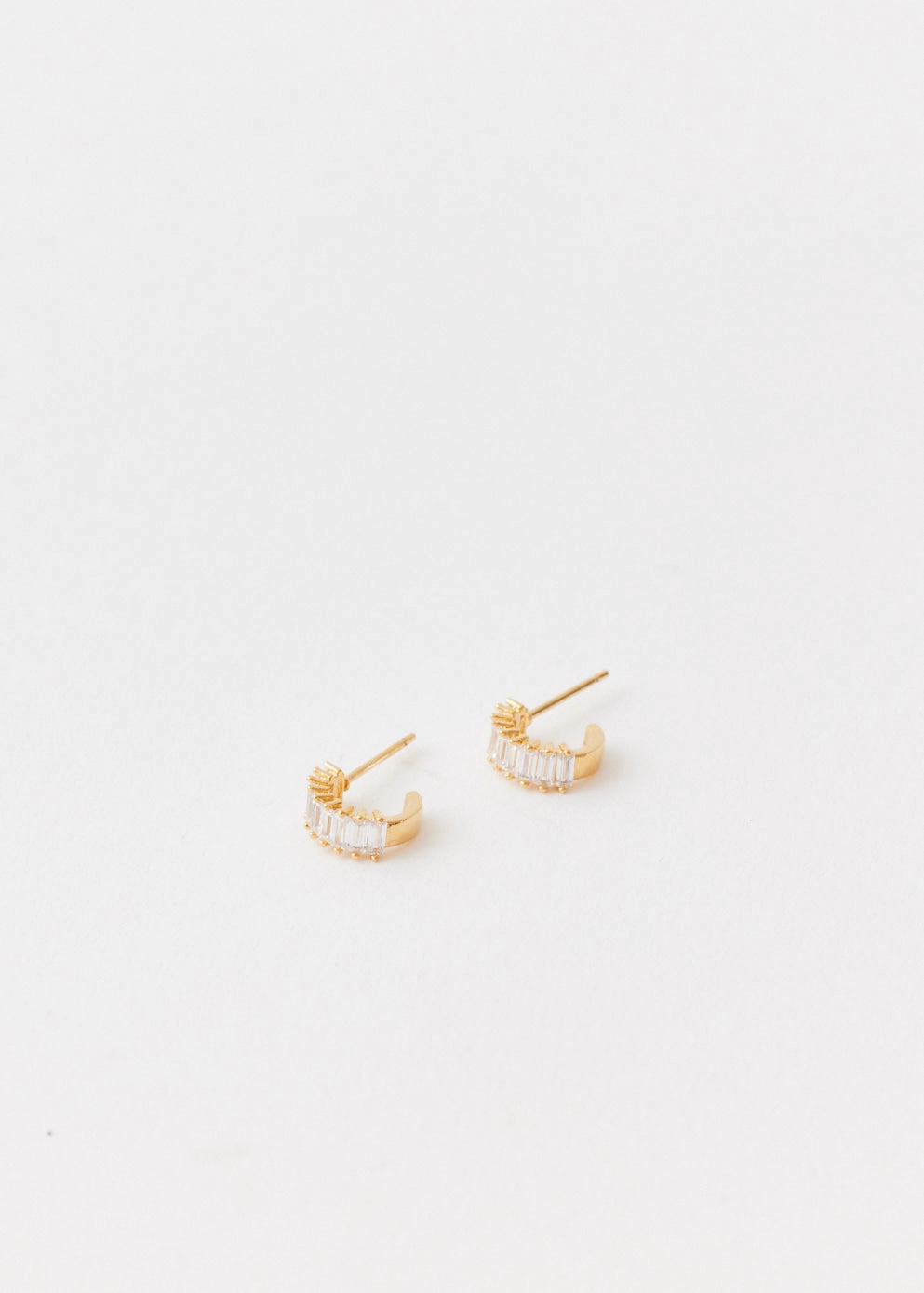 Baguette Pave Mini Hoops