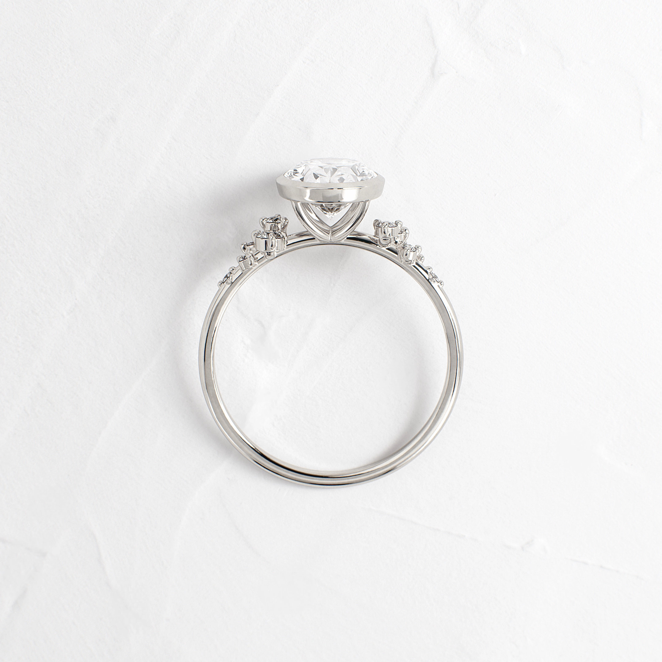 Bezel Snowdrift Ring, Oval Cut