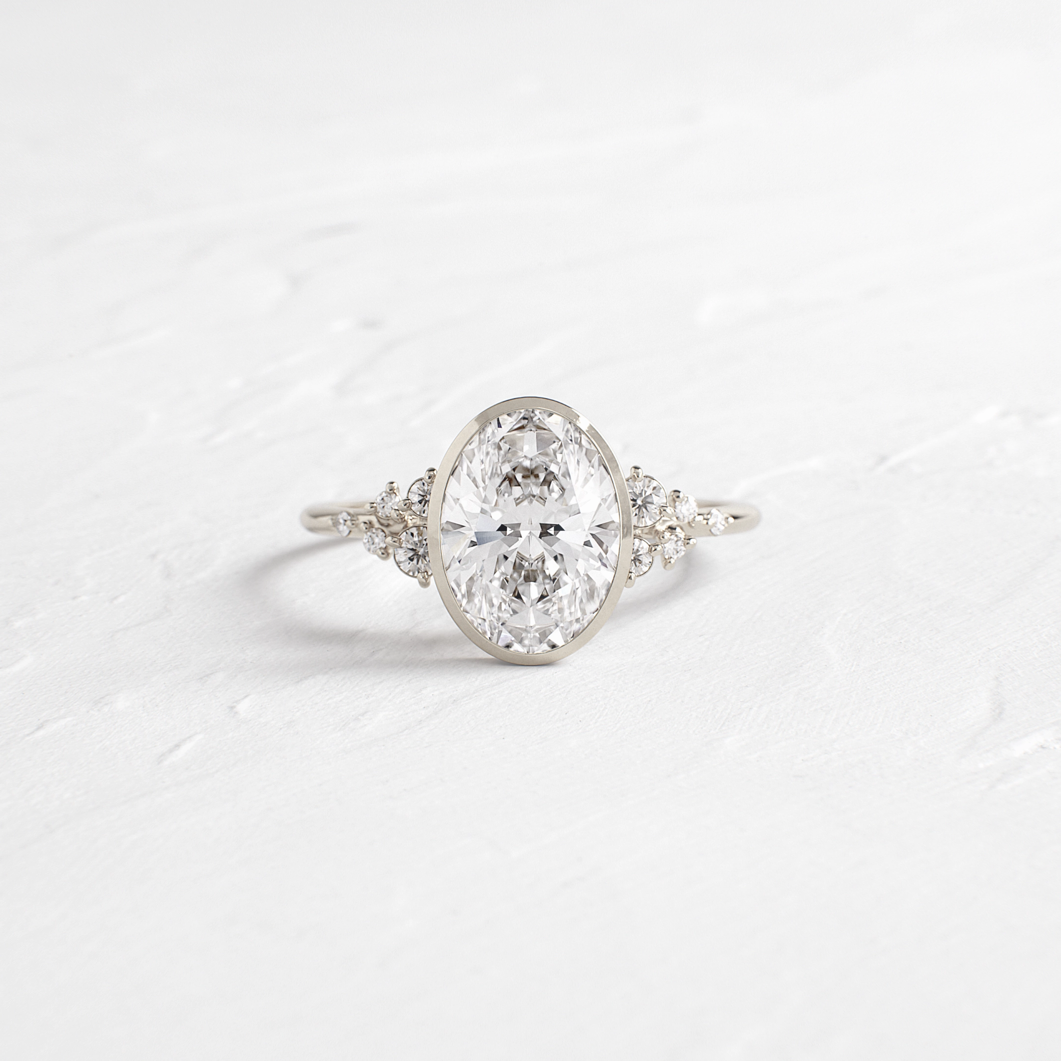 Bezel Snowdrift Ring, Oval Cut