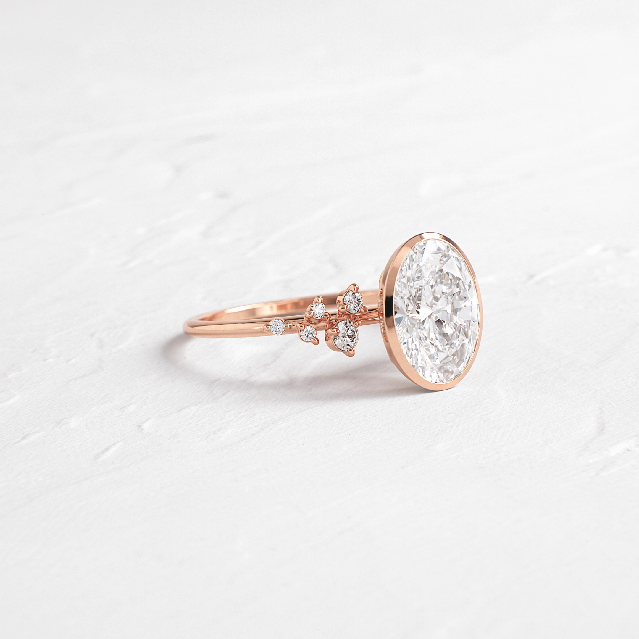 Bezel Snowdrift Ring, Oval Cut