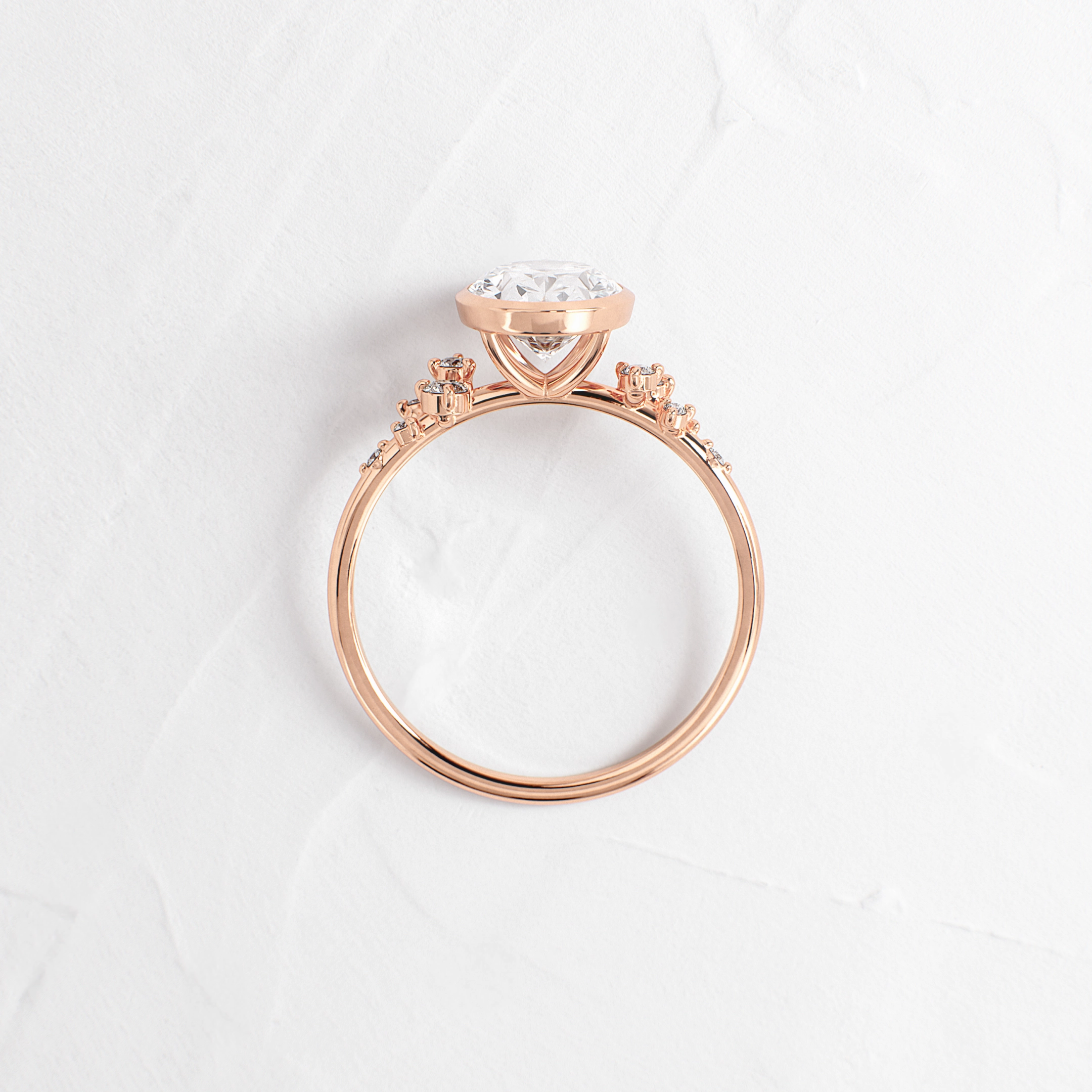 Bezel Snowdrift Ring, Oval Cut