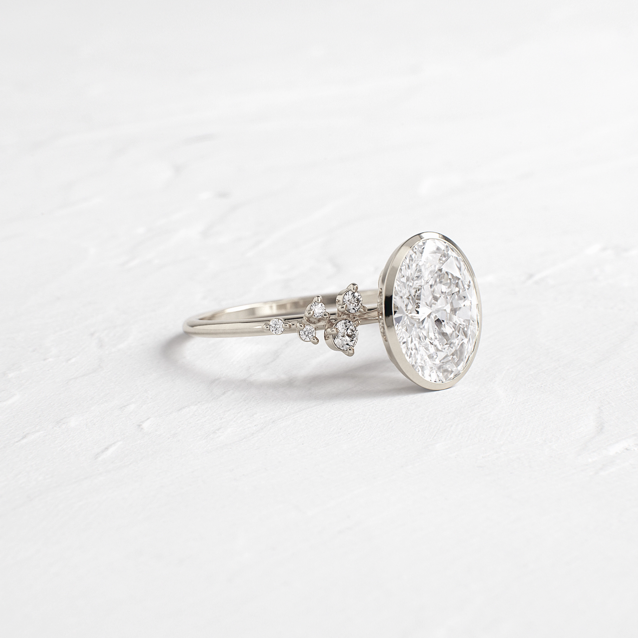 Bezel Snowdrift Ring, Oval Cut