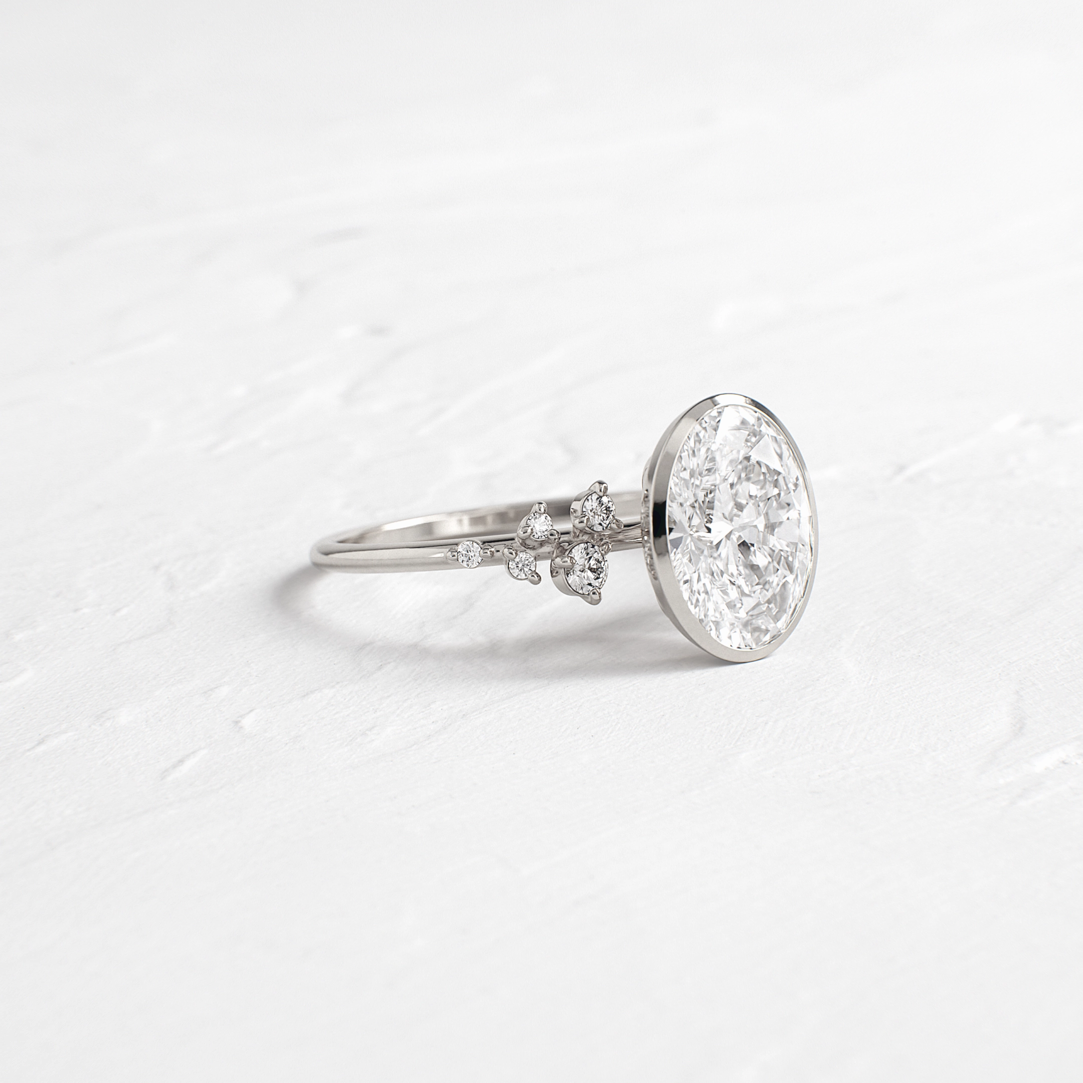 Bezel Snowdrift Ring, Oval Cut