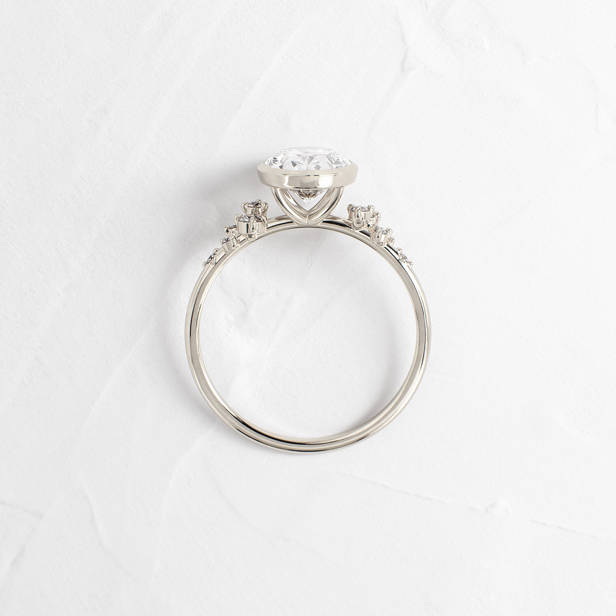 Bezel Snowdrift Ring, Oval Cut