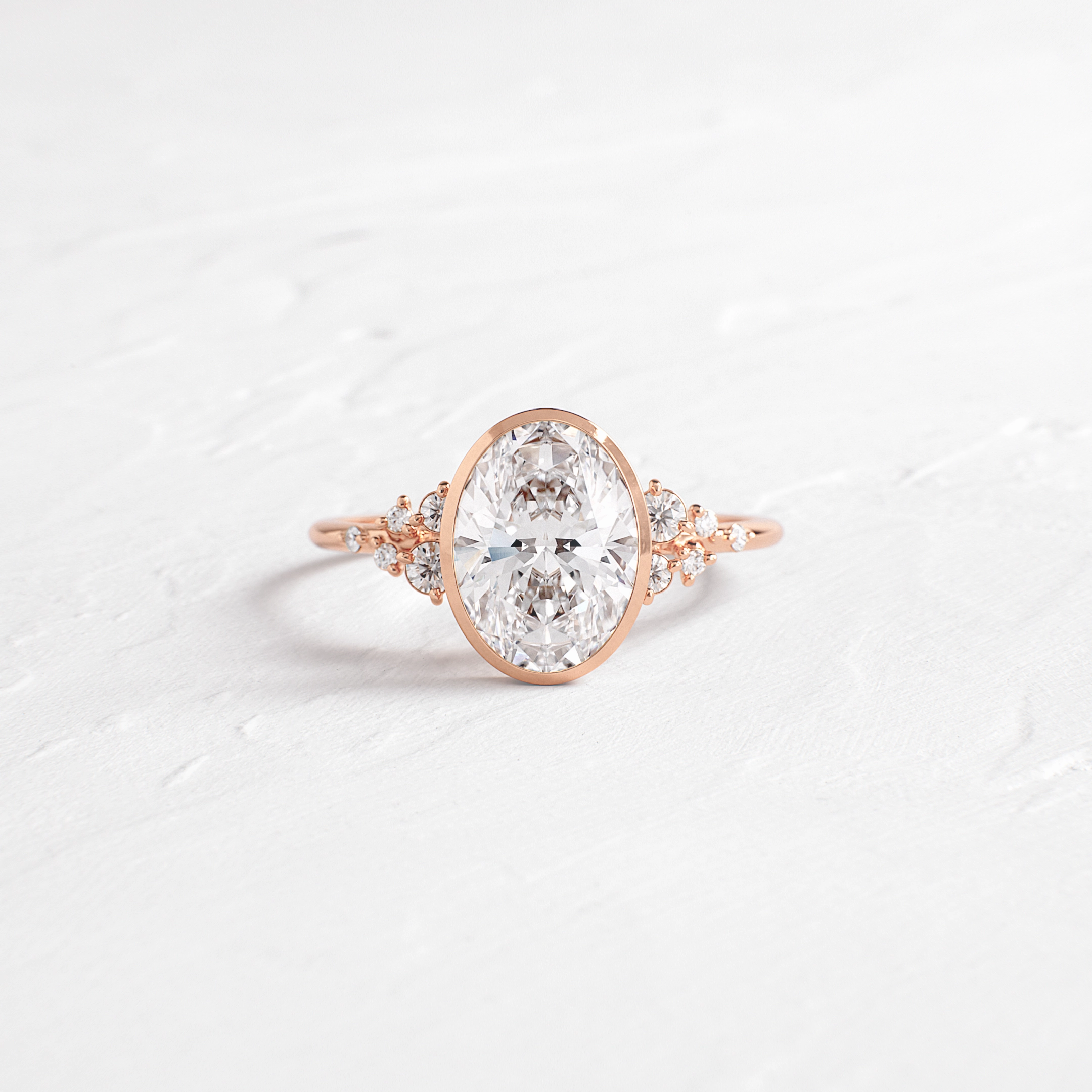 Bezel Snowdrift Ring, Oval Cut