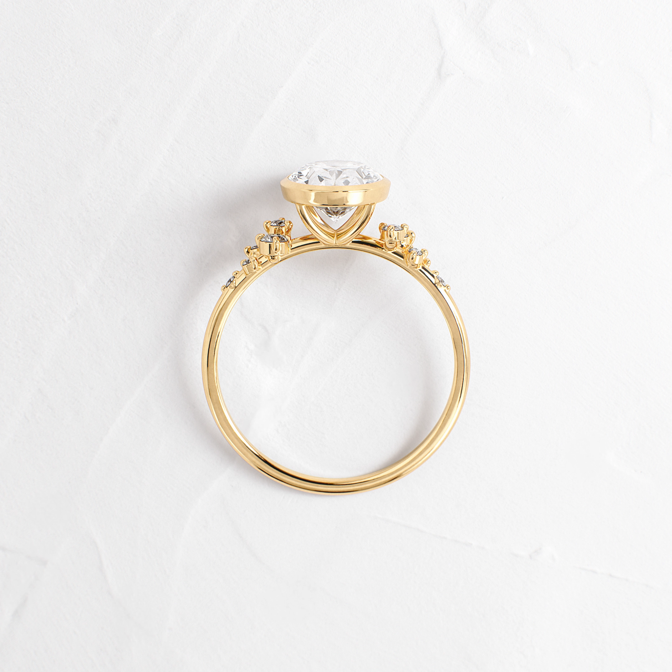 Bezel Snowdrift Ring, Oval Cut