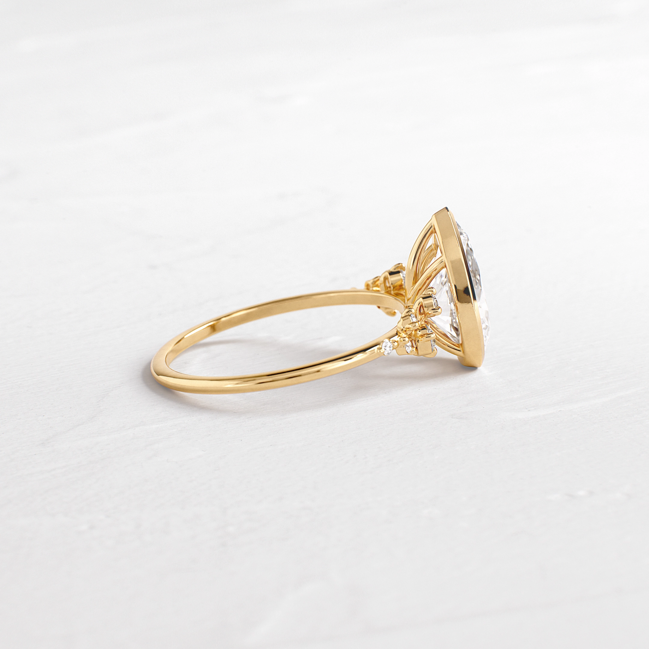 Bezel Snowdrift Ring, Pear Cut