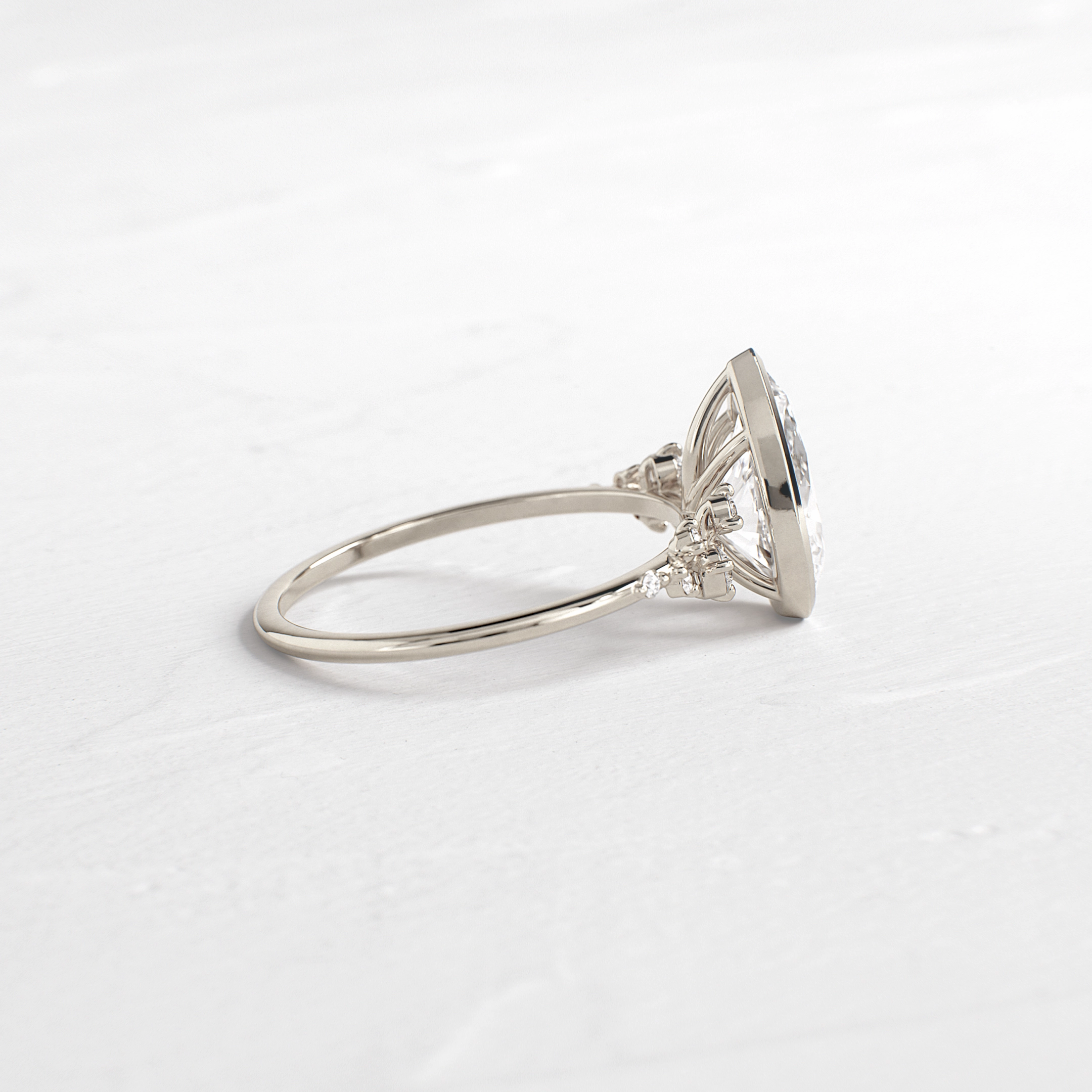 Bezel Snowdrift Ring, Pear Cut