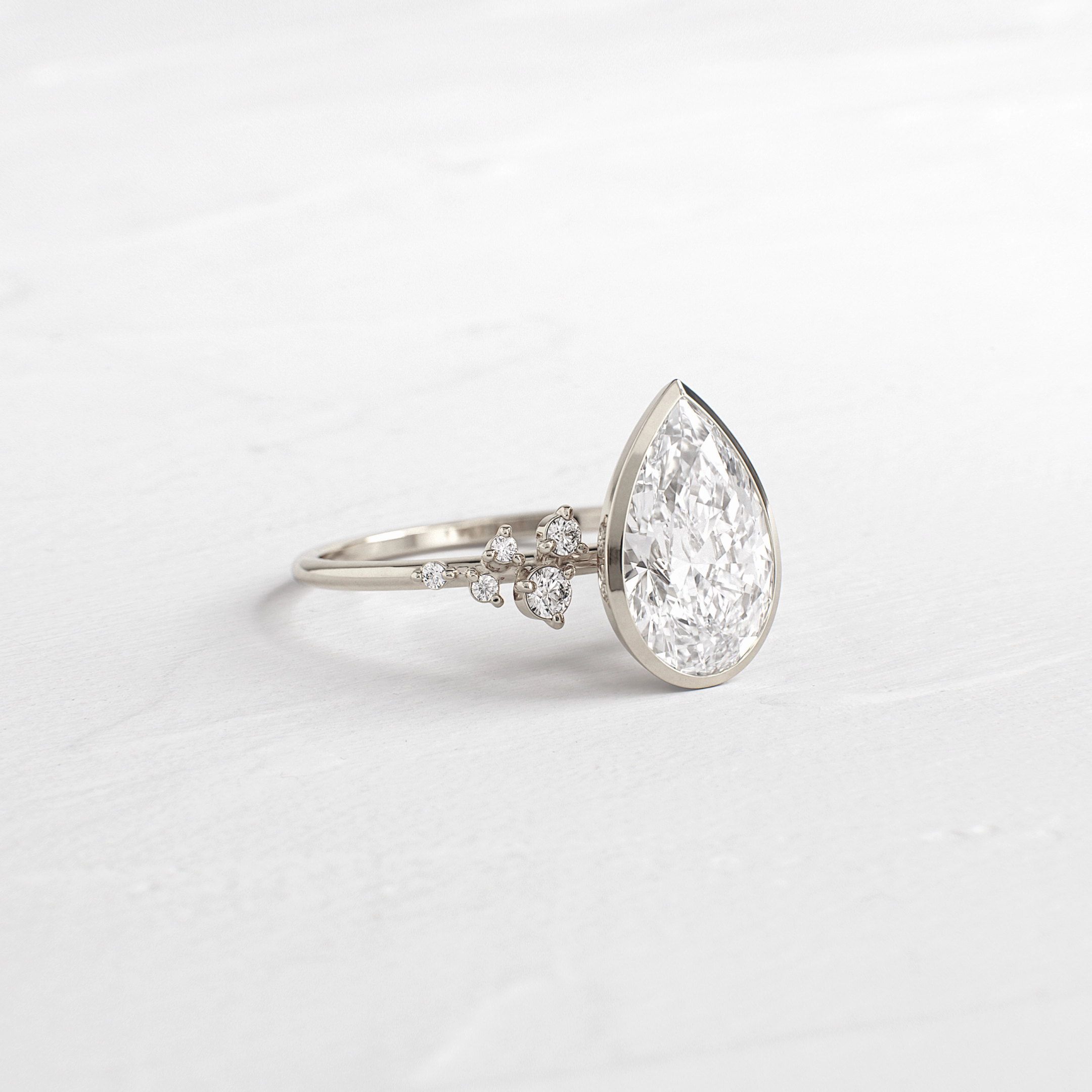 Bezel Snowdrift Ring, Pear Cut