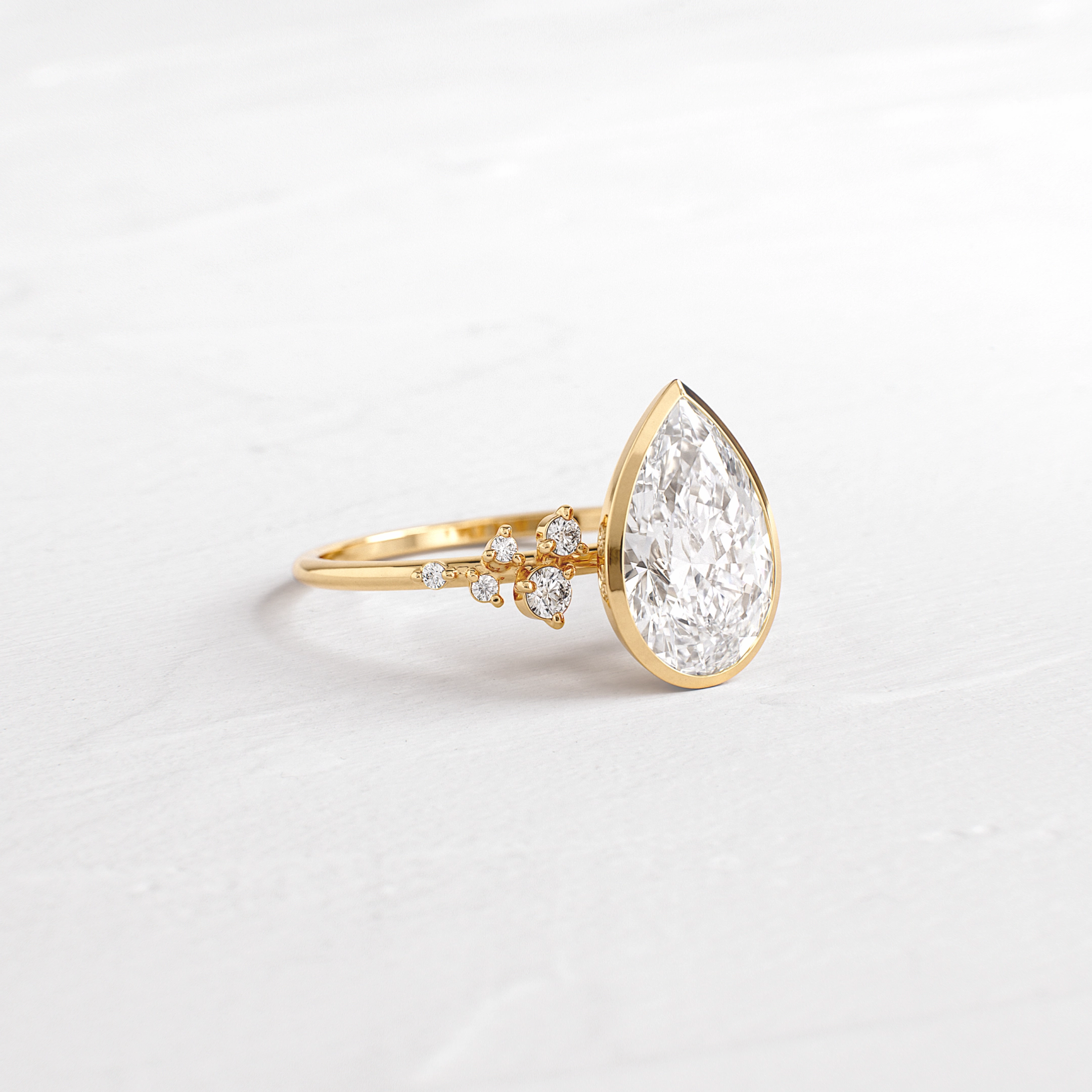 Bezel Snowdrift Ring, Pear Cut