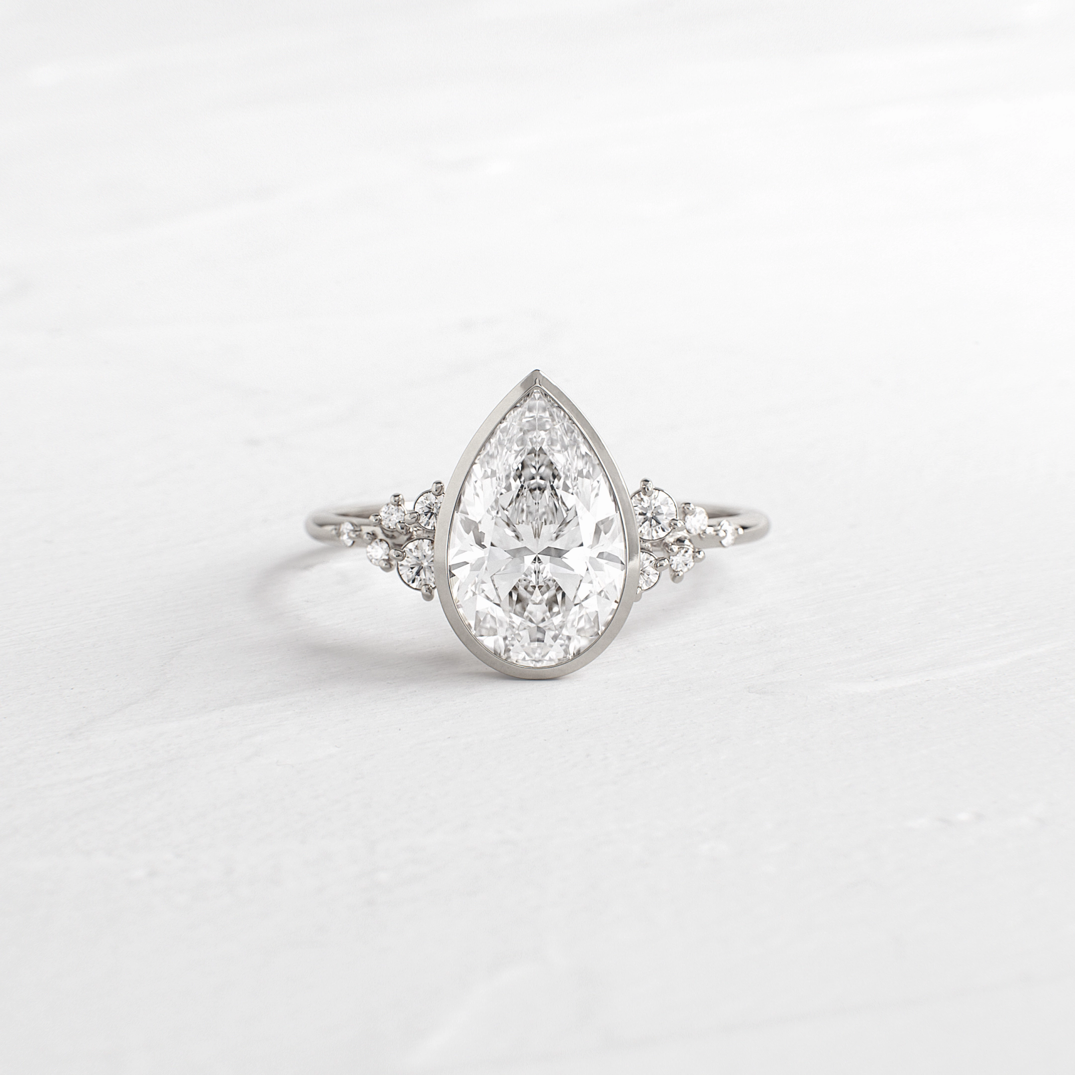 Bezel Snowdrift Ring, Pear Cut