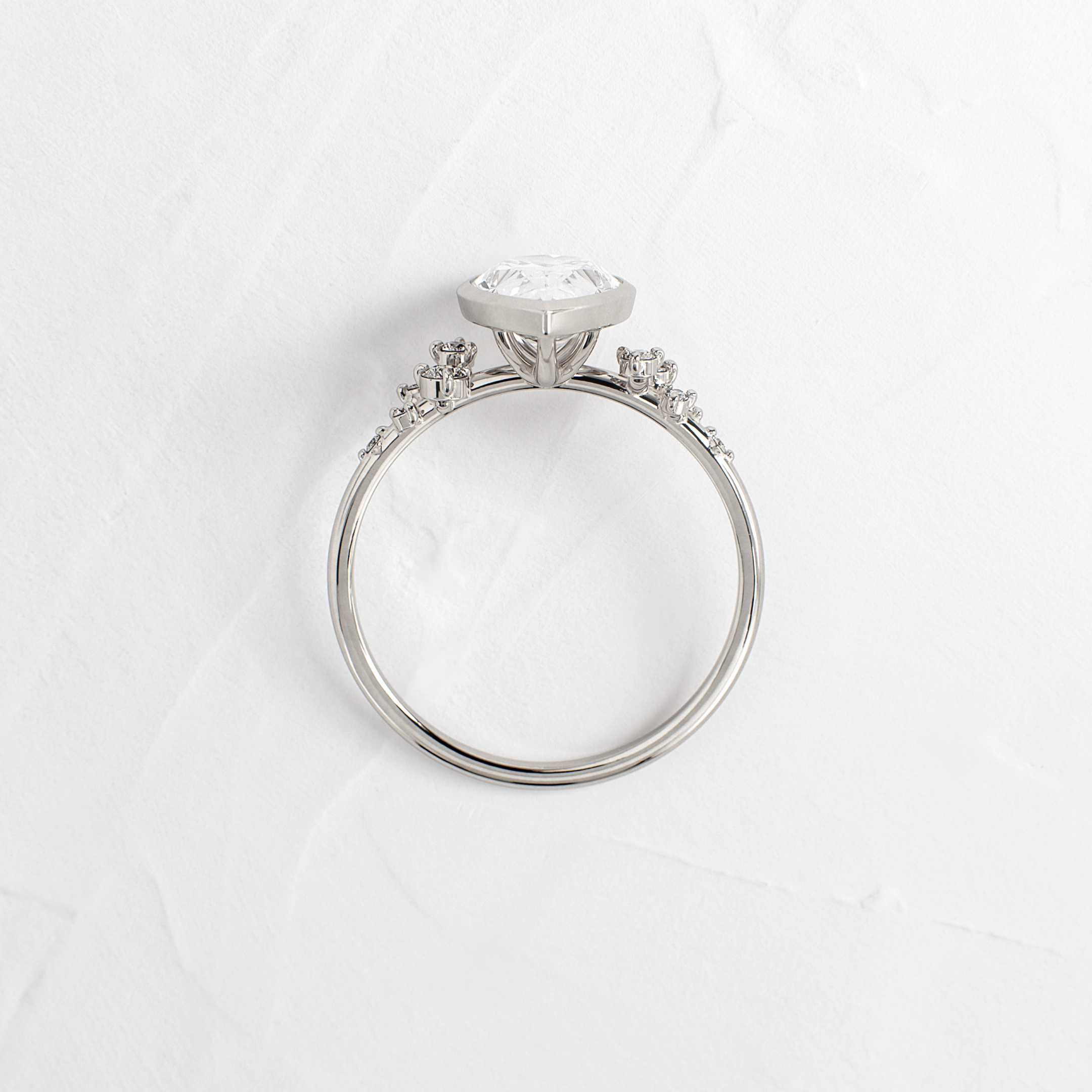 Bezel Snowdrift Ring, Pear Cut