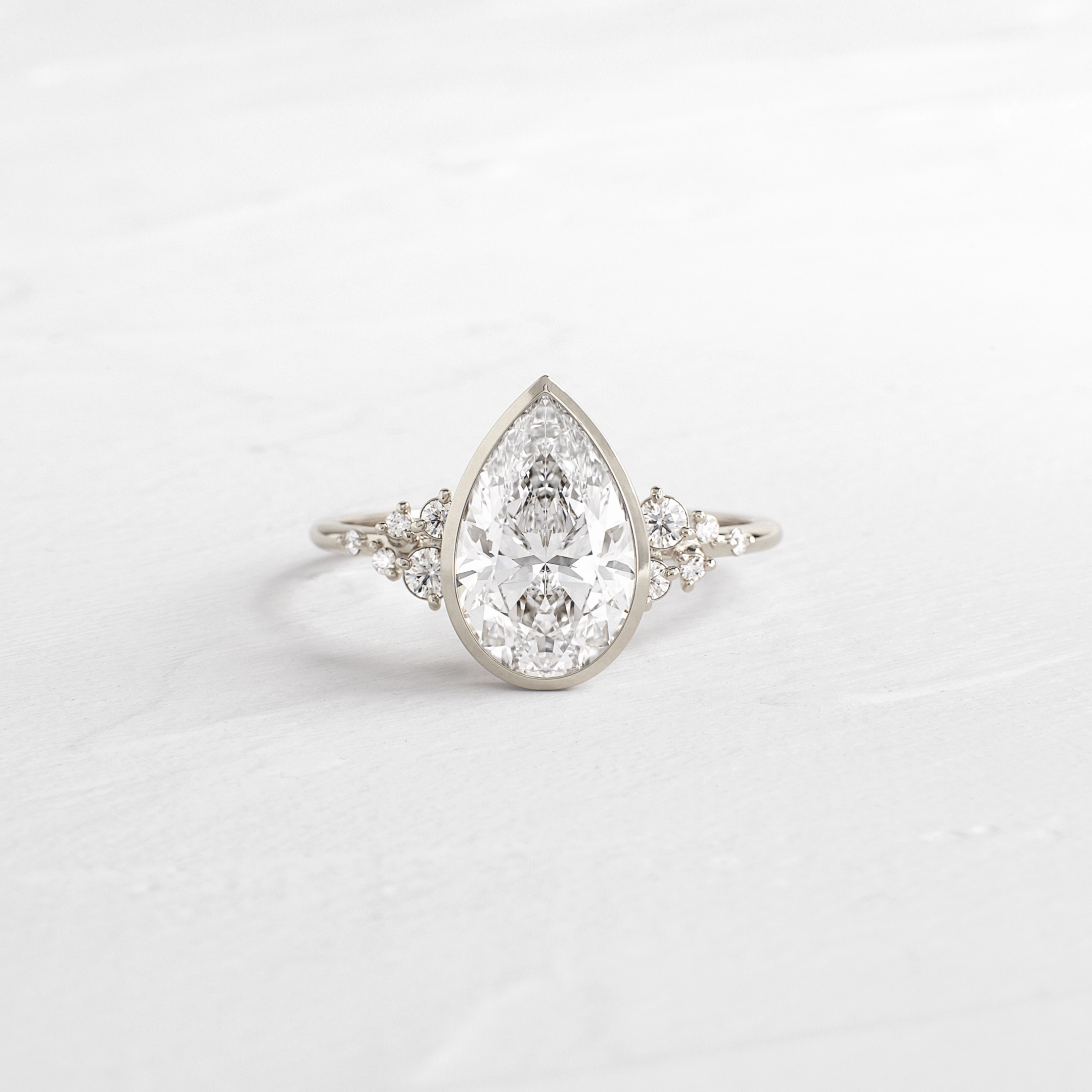 Bezel Snowdrift Ring, Pear Cut