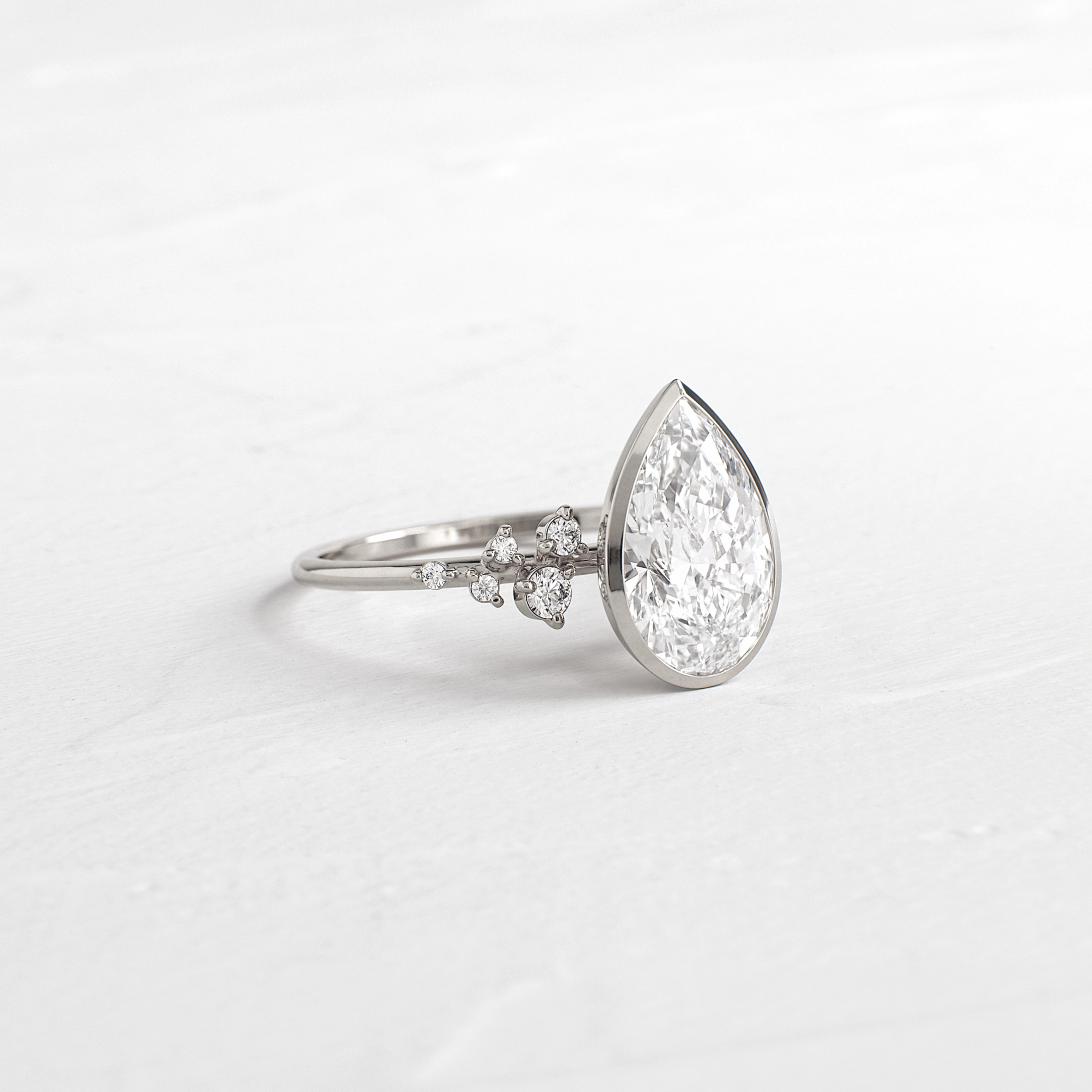 Bezel Snowdrift Ring, Pear Cut