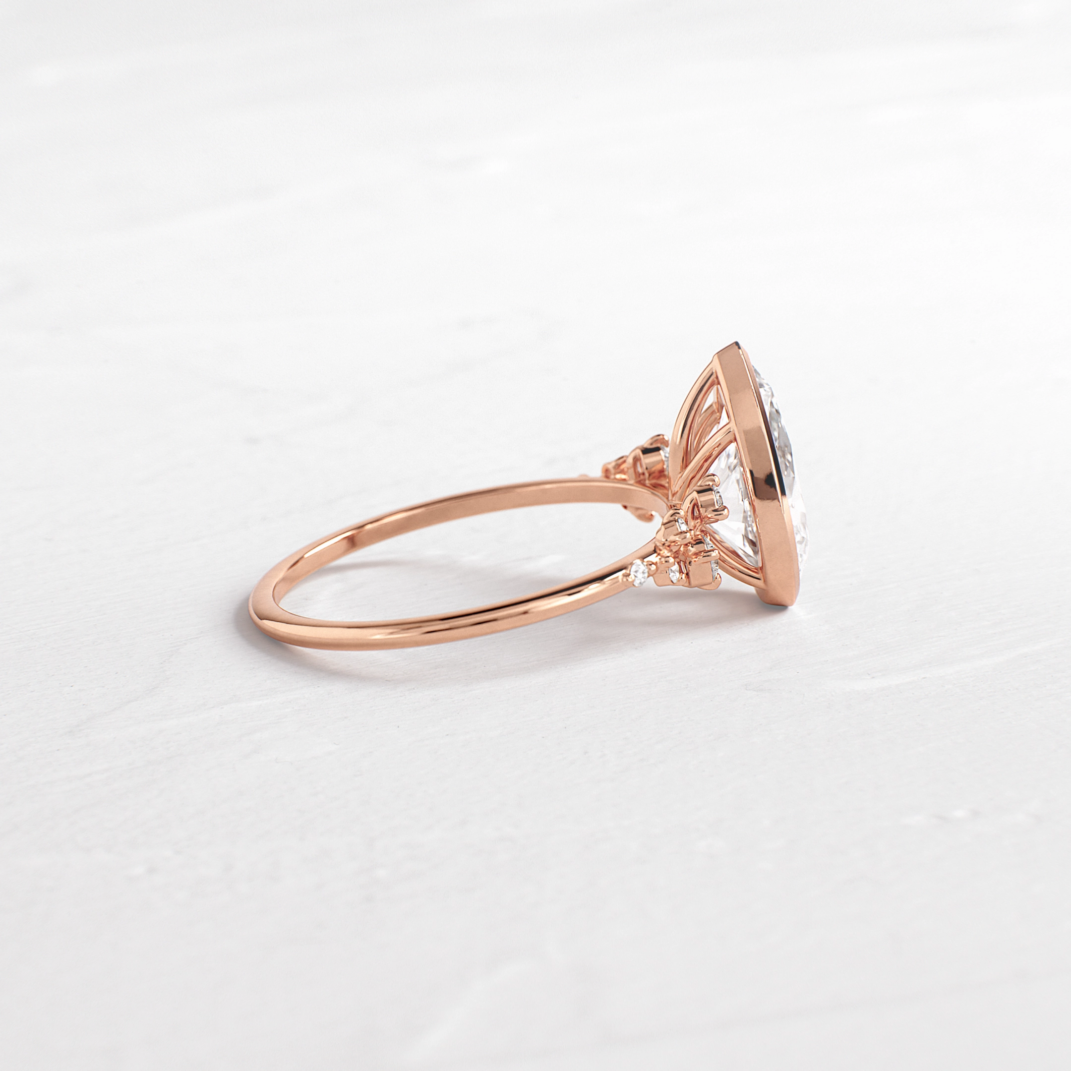 Bezel Snowdrift Ring, Pear Cut