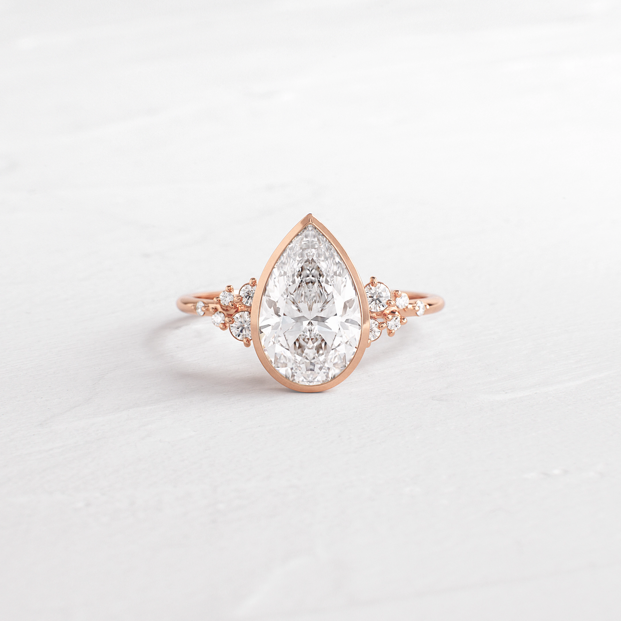 Bezel Snowdrift Ring, Pear Cut