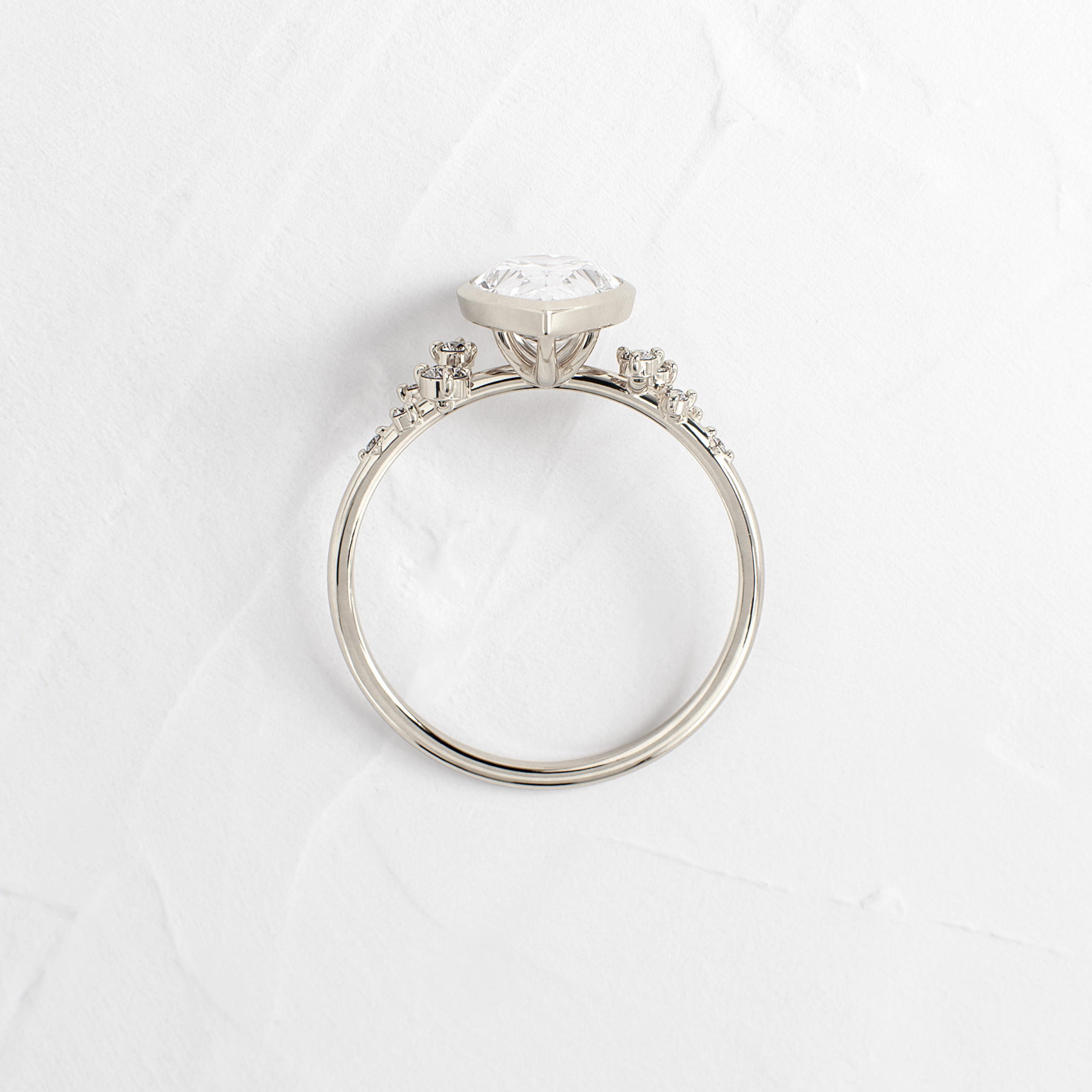 Bezel Snowdrift Ring, Pear Cut
