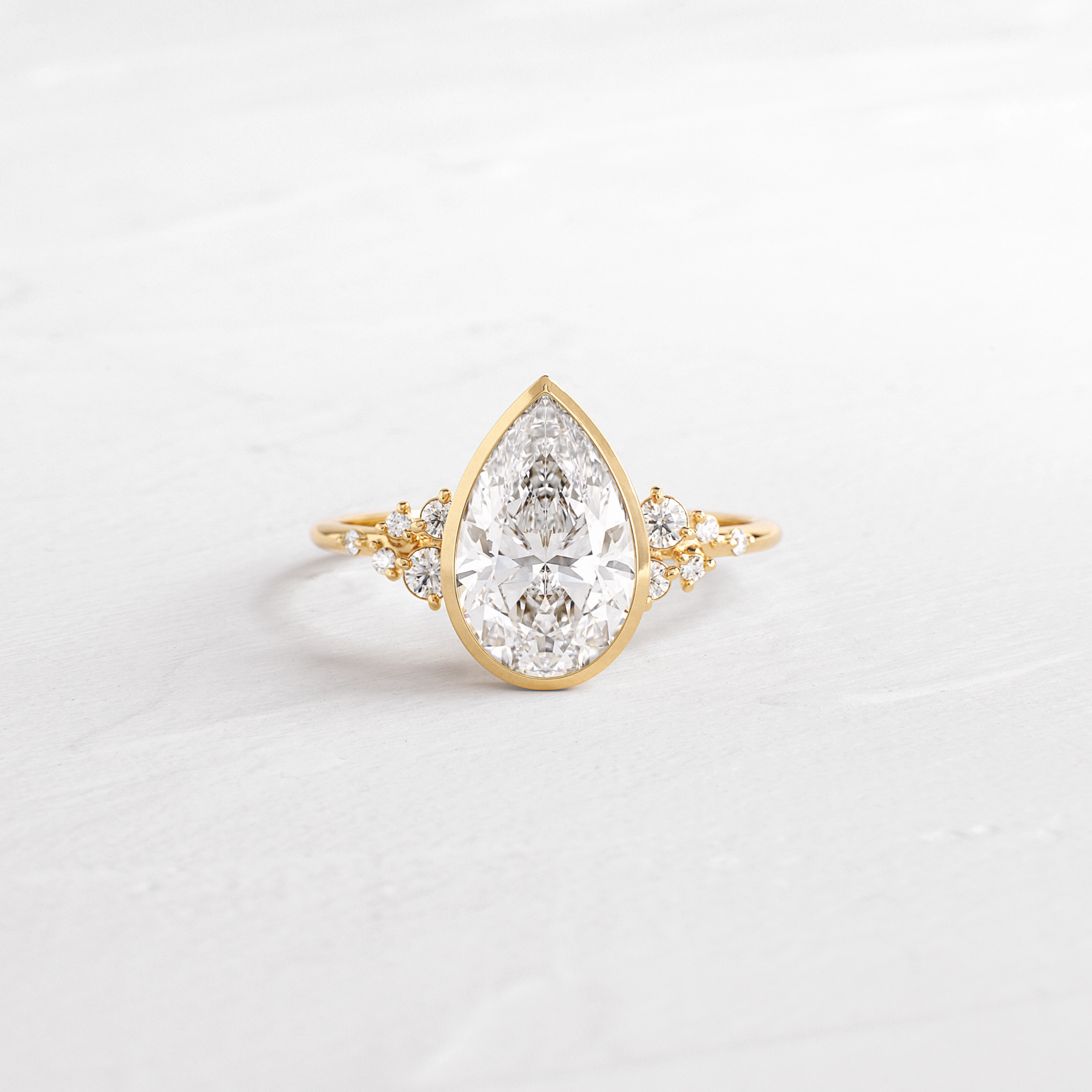 Bezel Snowdrift Ring, Pear Cut