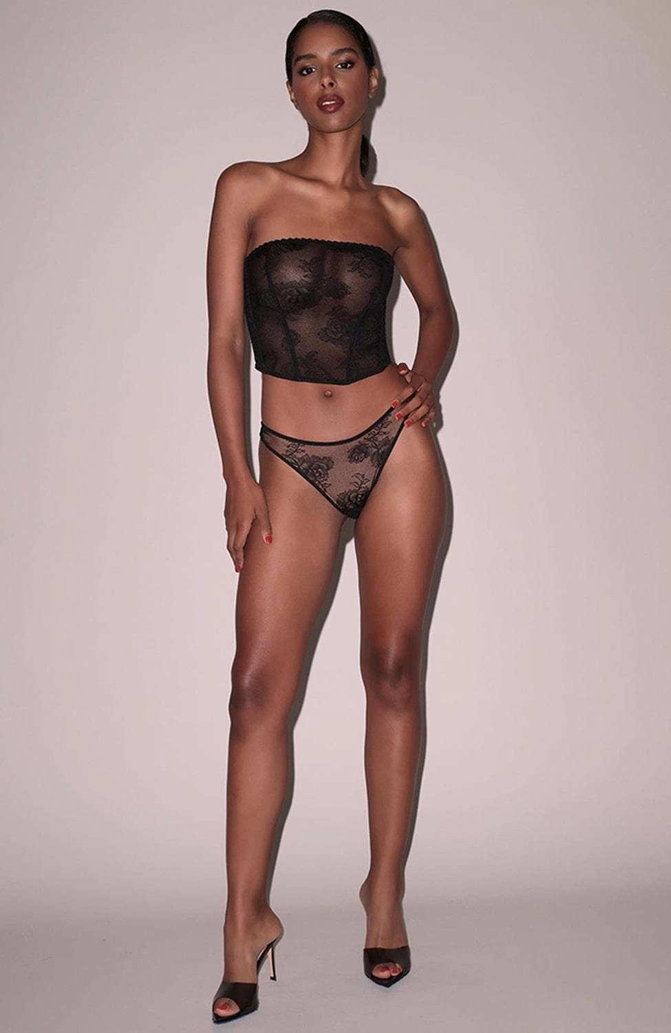 Bouquet Lace Corset Top and Cheeky Set