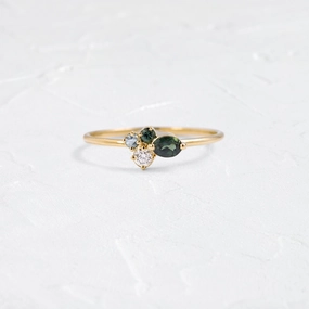 Bubbled Mini Cluster Ring in Evergreen