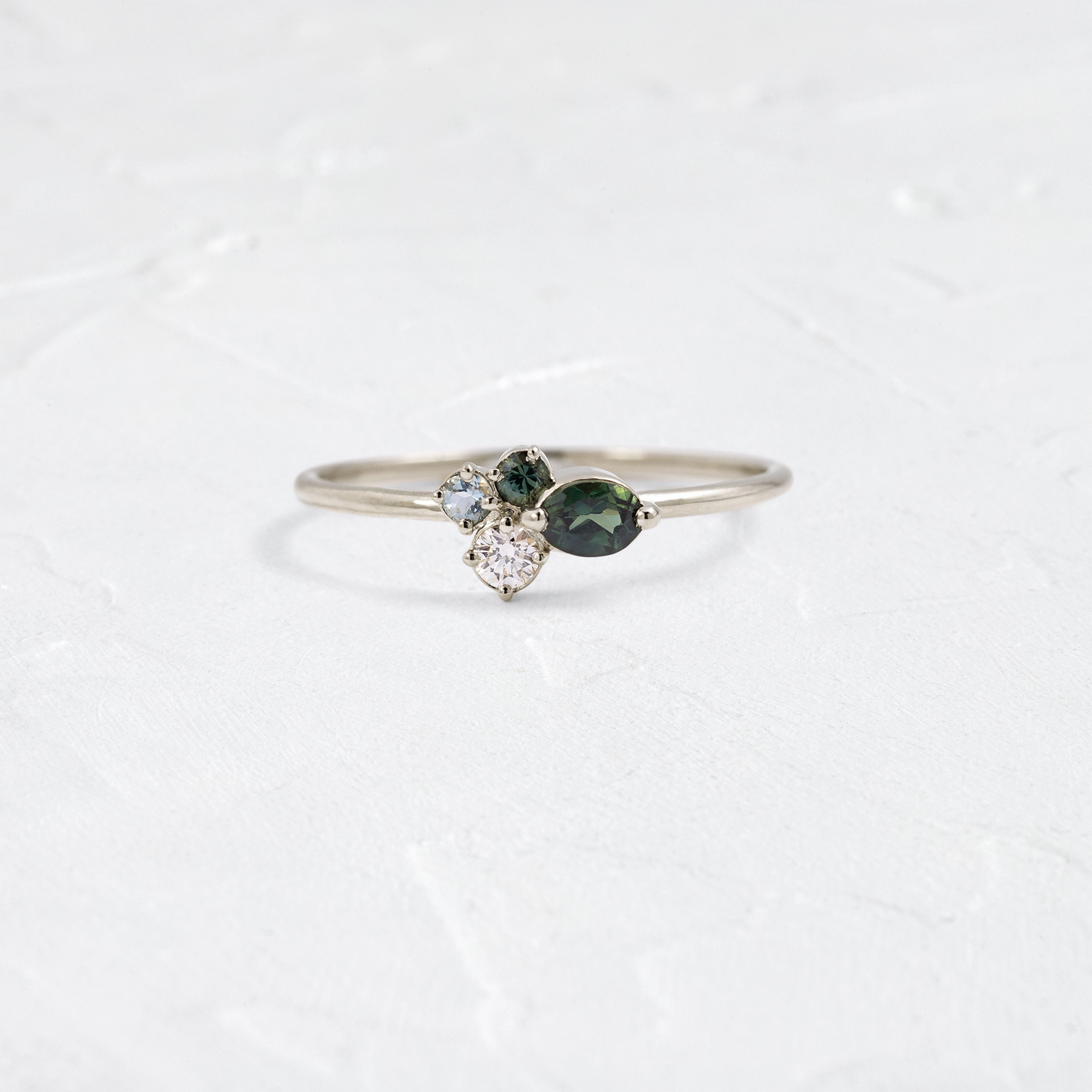 Bubbled Mini Cluster Ring in Evergreen