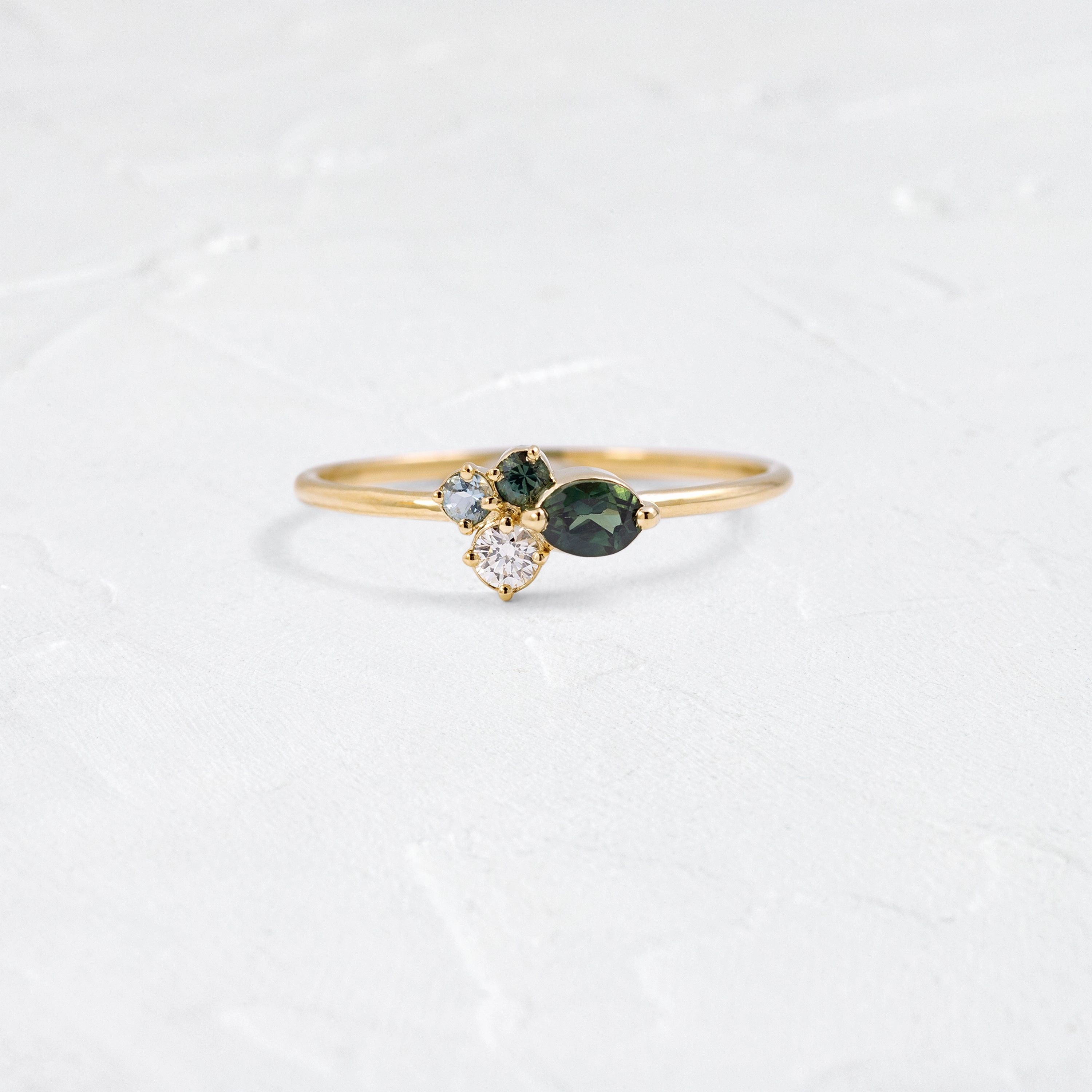 Bubbled Mini Cluster Ring in Evergreen