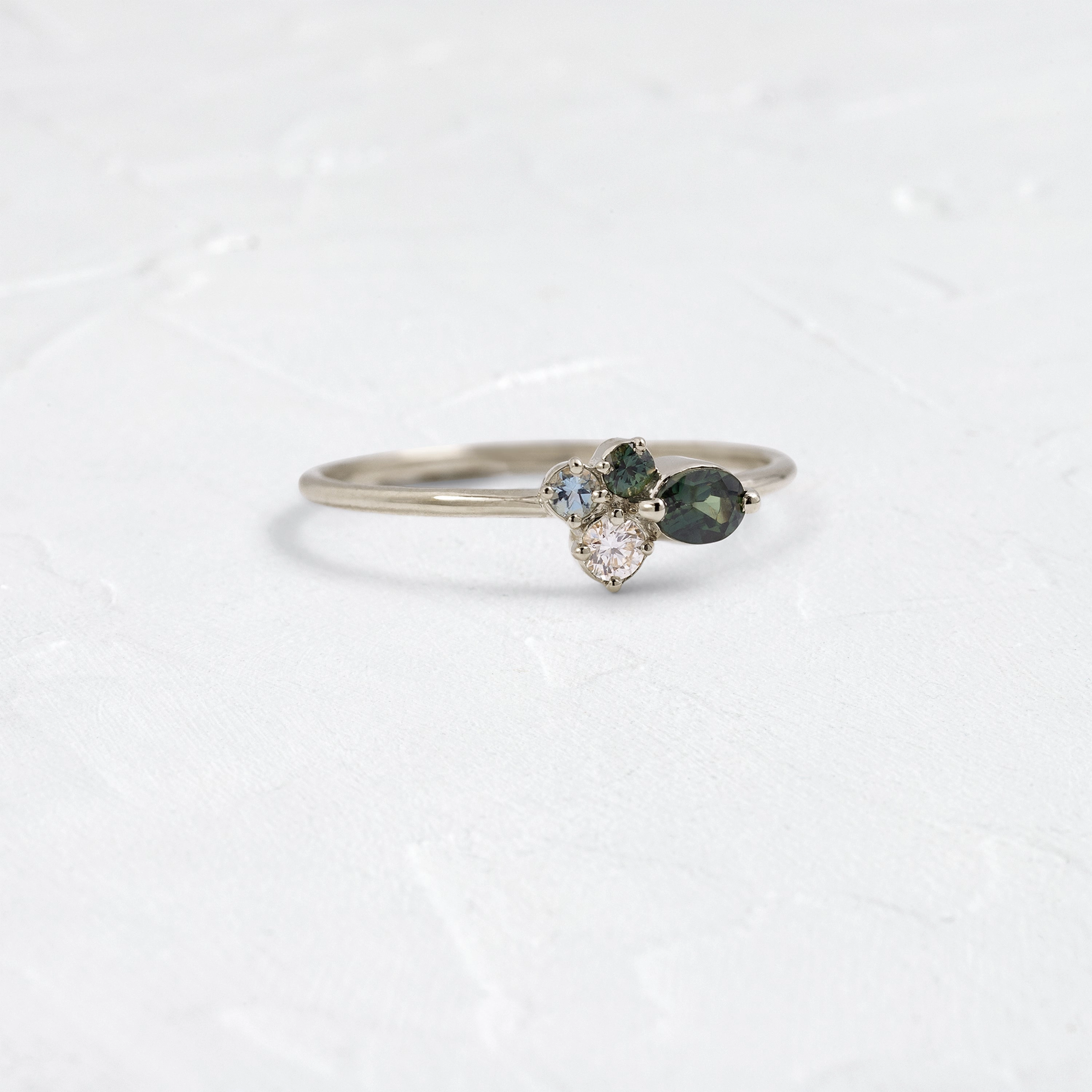 Bubbled Mini Cluster Ring in Evergreen