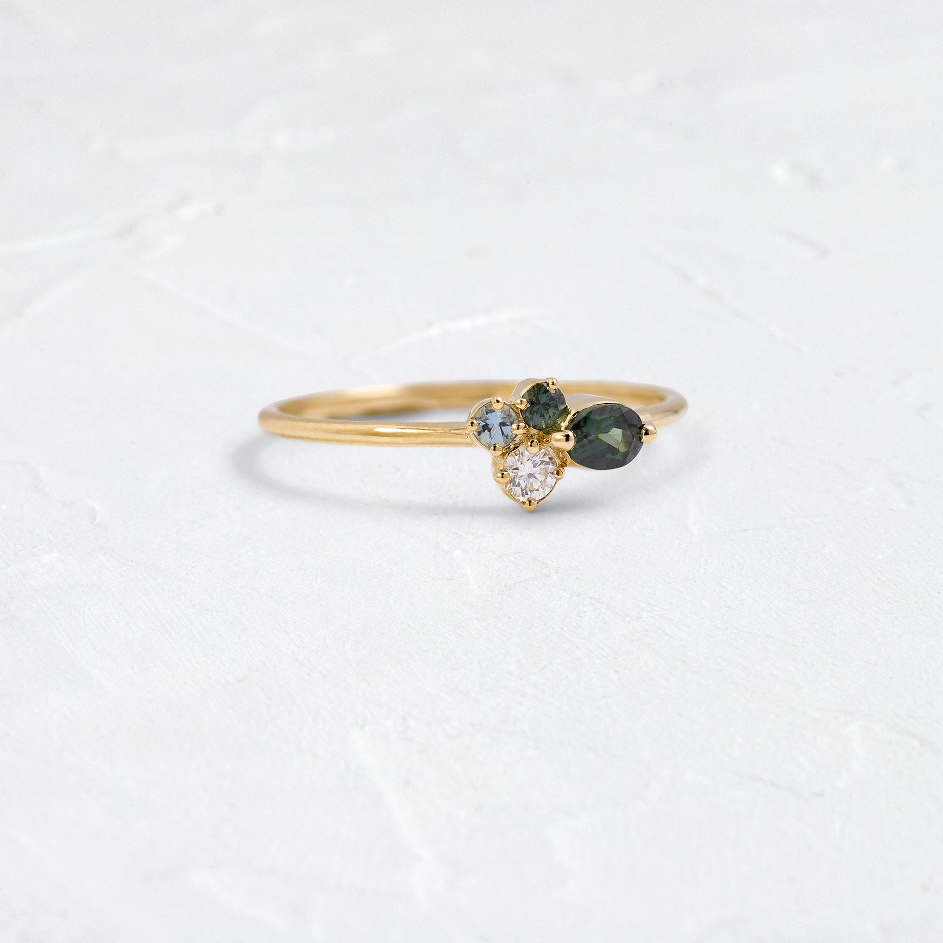 Bubbled Mini Cluster Ring in Evergreen