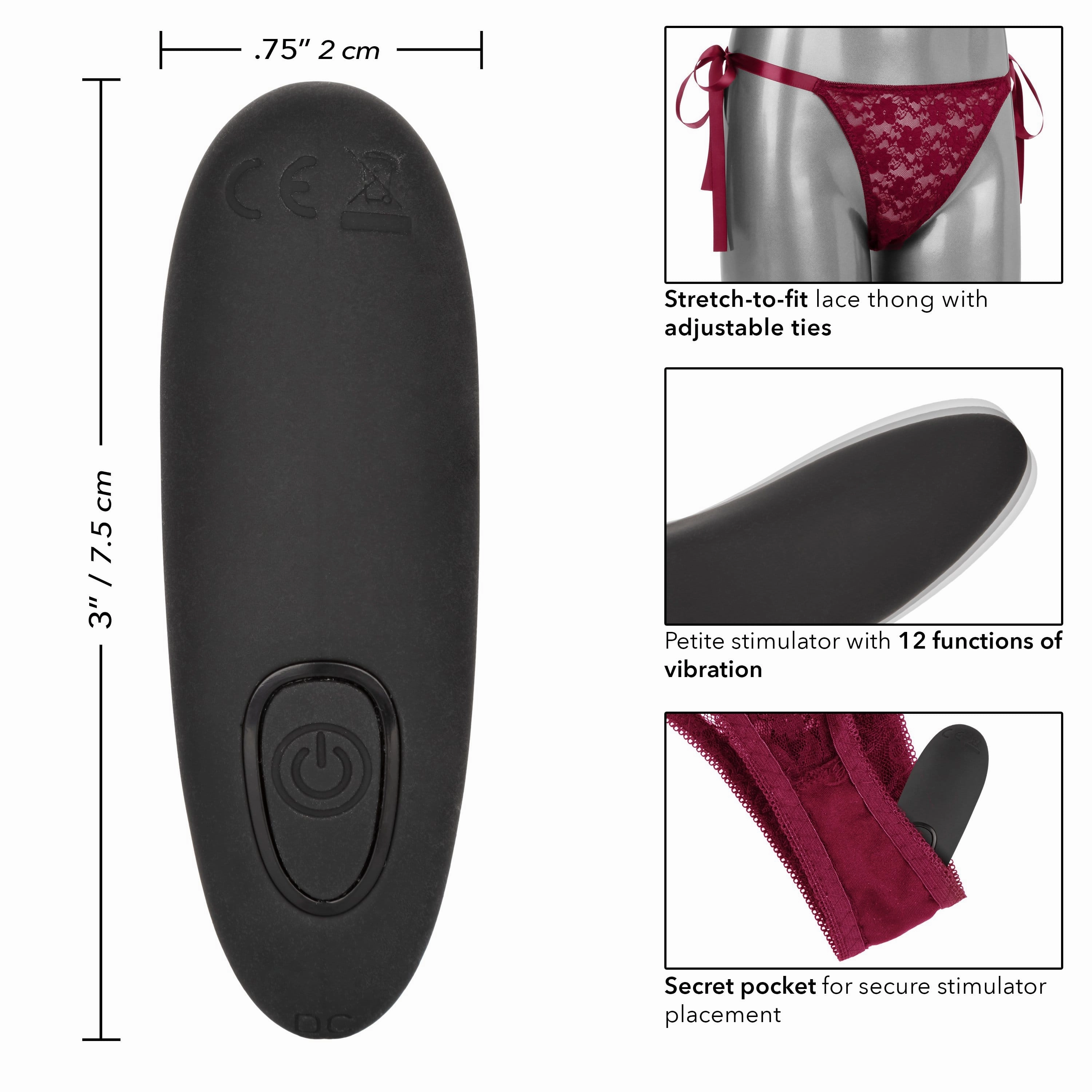 California Exotics - Remote Control Vibrating Lace Thong Set O/S