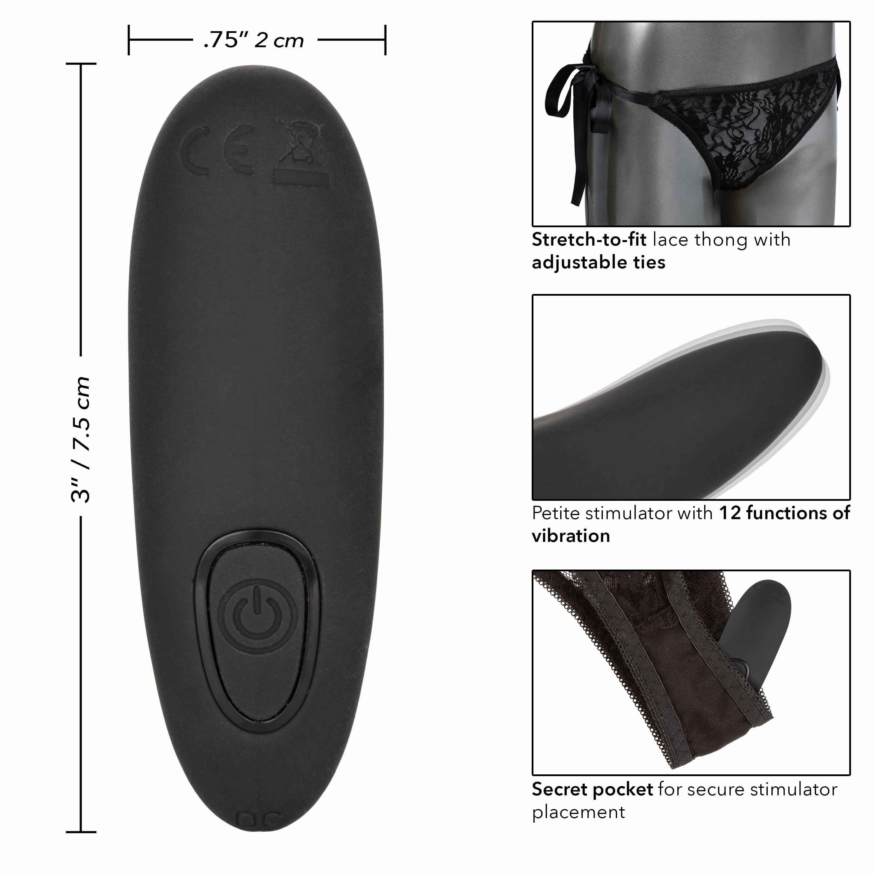 California Exotics - Remote Control Vibrating Lace Thong Set O/S