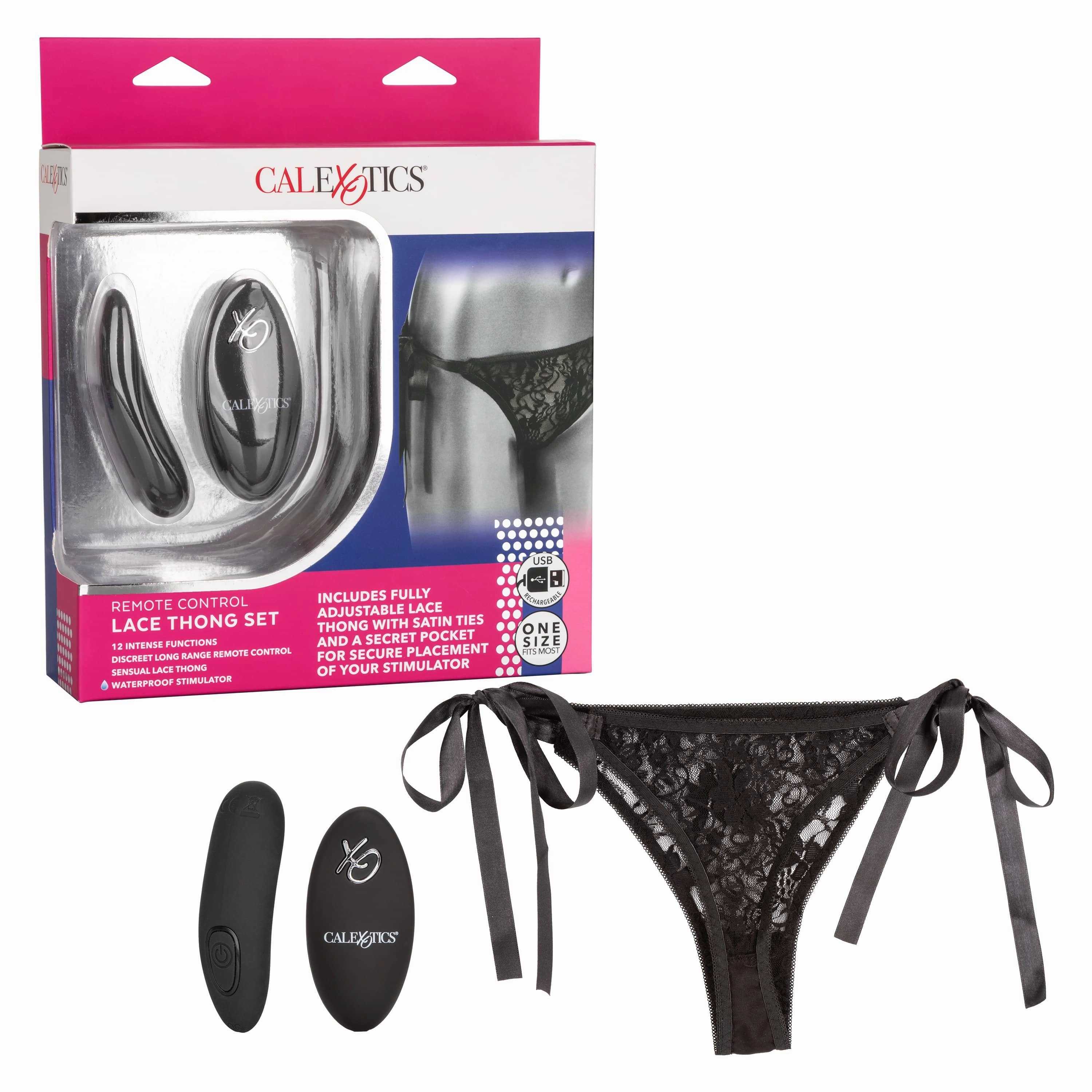 California Exotics - Remote Control Vibrating Lace Thong Set O/S