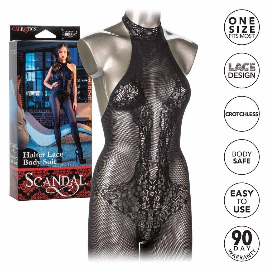 California Exotics - Scandal Halter Lace Body Suit Costume O/S (Black)