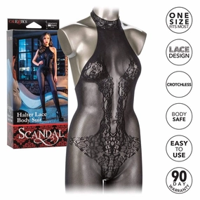 California Exotics - Scandal Halter Lace Body Suit Costume O/S (Black)