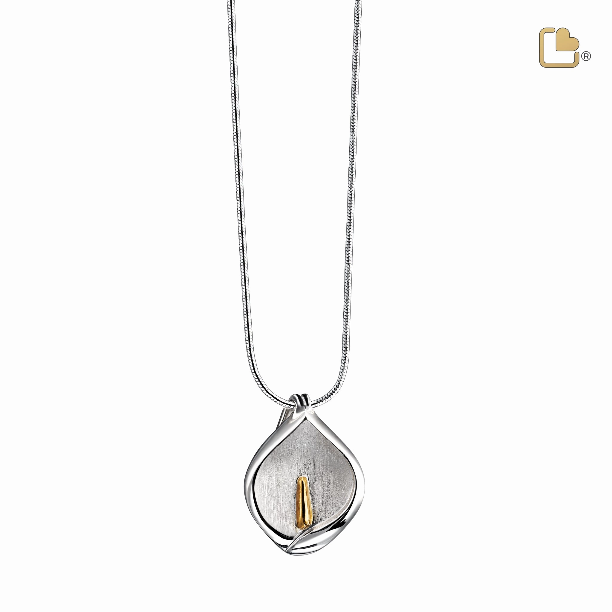 Calla Lily Gold Vermeil Two Tone Sterling Silver Cremation Pendant