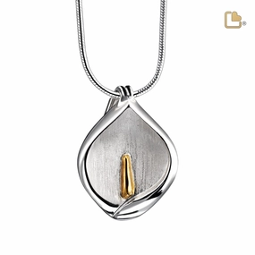Calla Lily Gold Vermeil Two Tone Sterling Silver Cremation Pendant