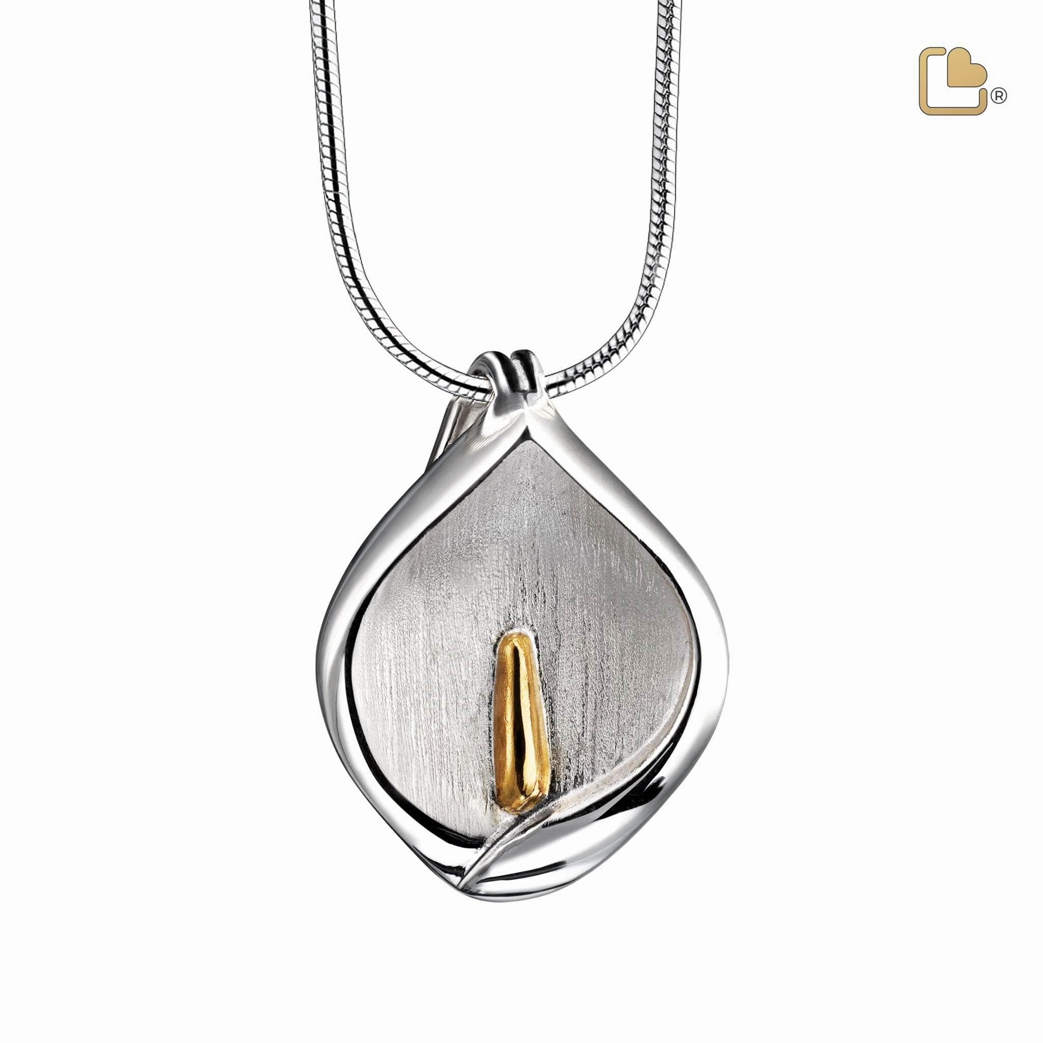 Calla Lily Gold Vermeil Two Tone Sterling Silver Cremation Pendant
