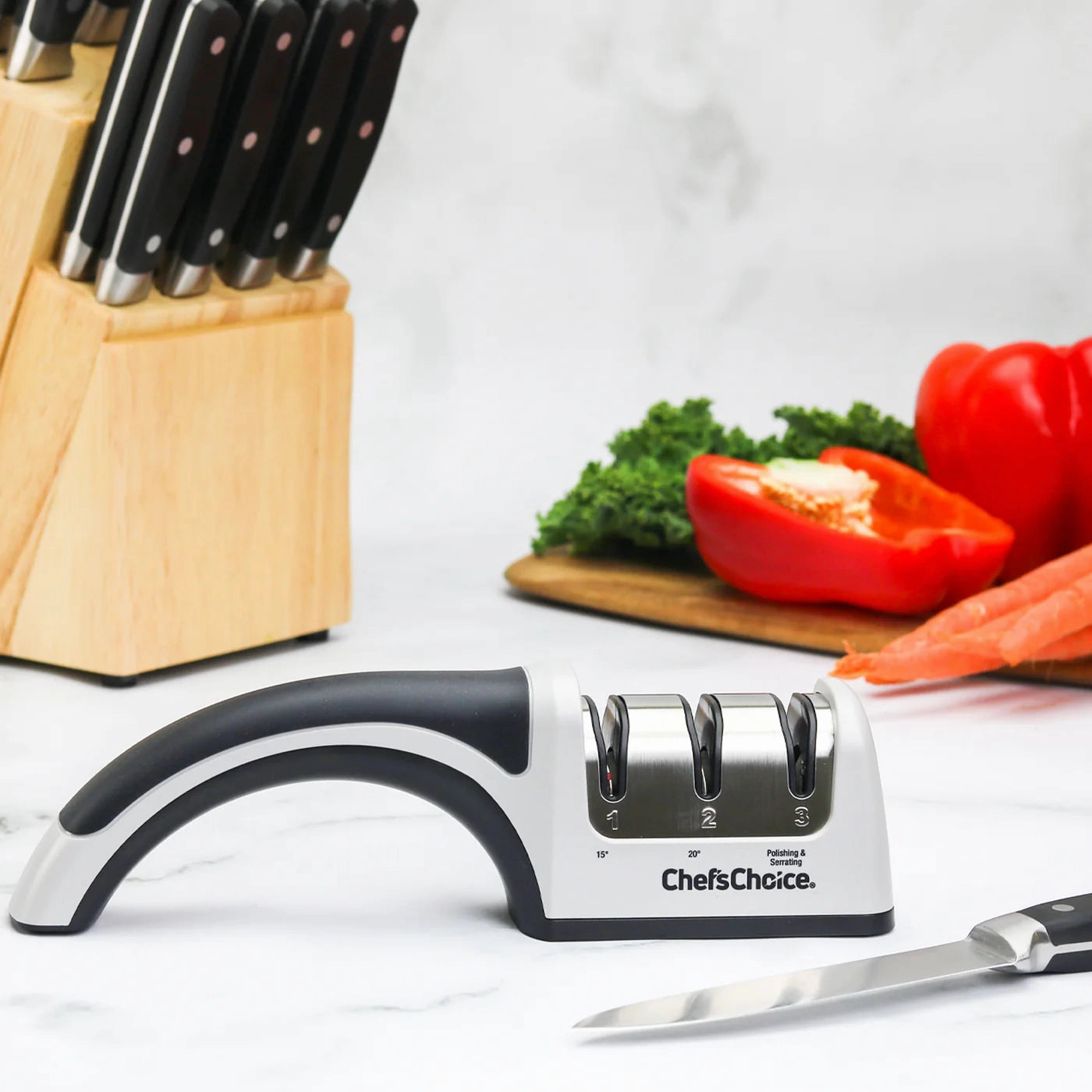 Chef'sChoice AngleSelect Professional Manual Knife Sharpener, in Silver/Black